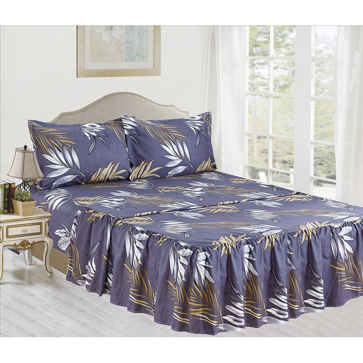 CASATEX - Set de Sabanas Con Blonda de 4 Piezas Queen