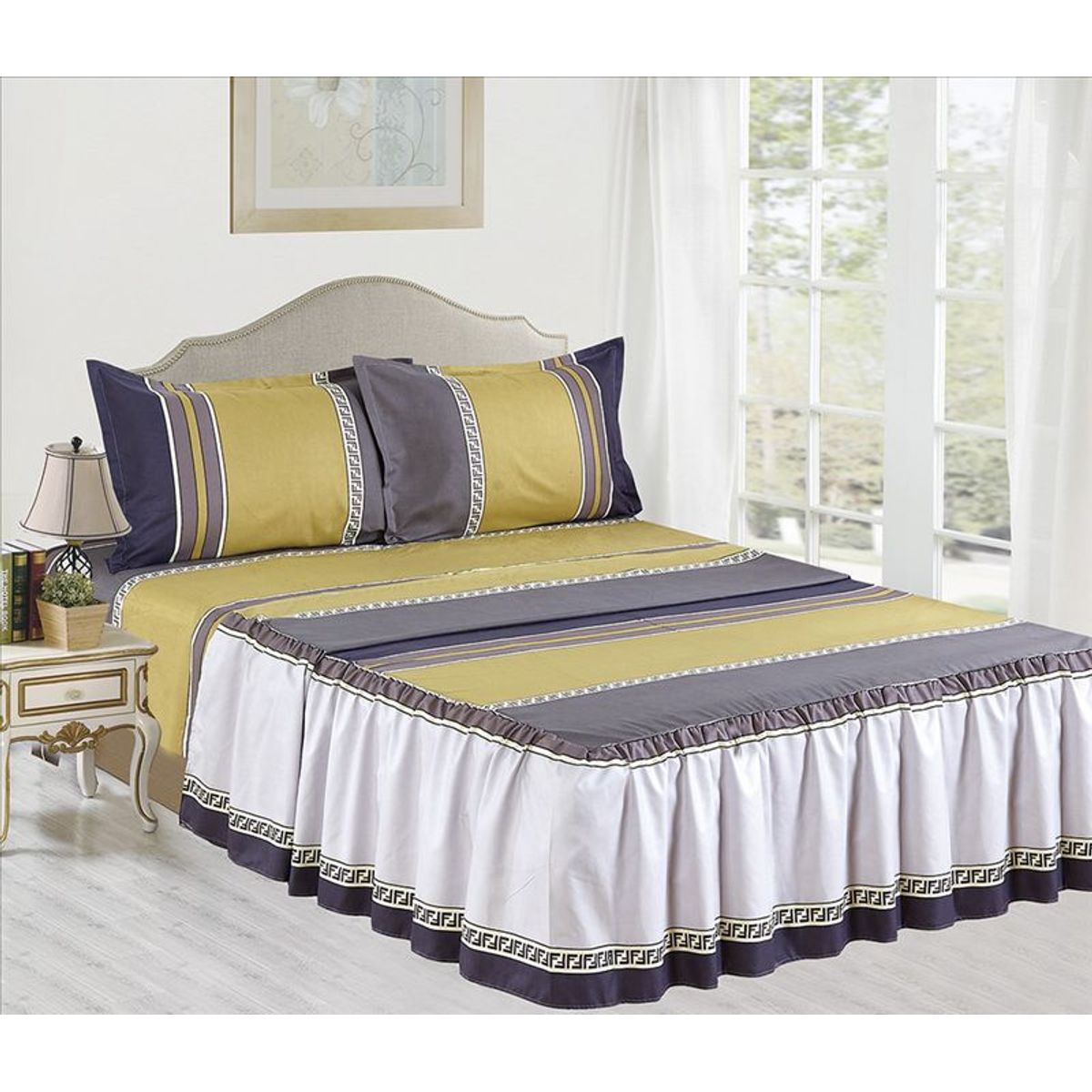 CASATEX - Set de Sabanas Con Blonda de 4 Piezas Queen