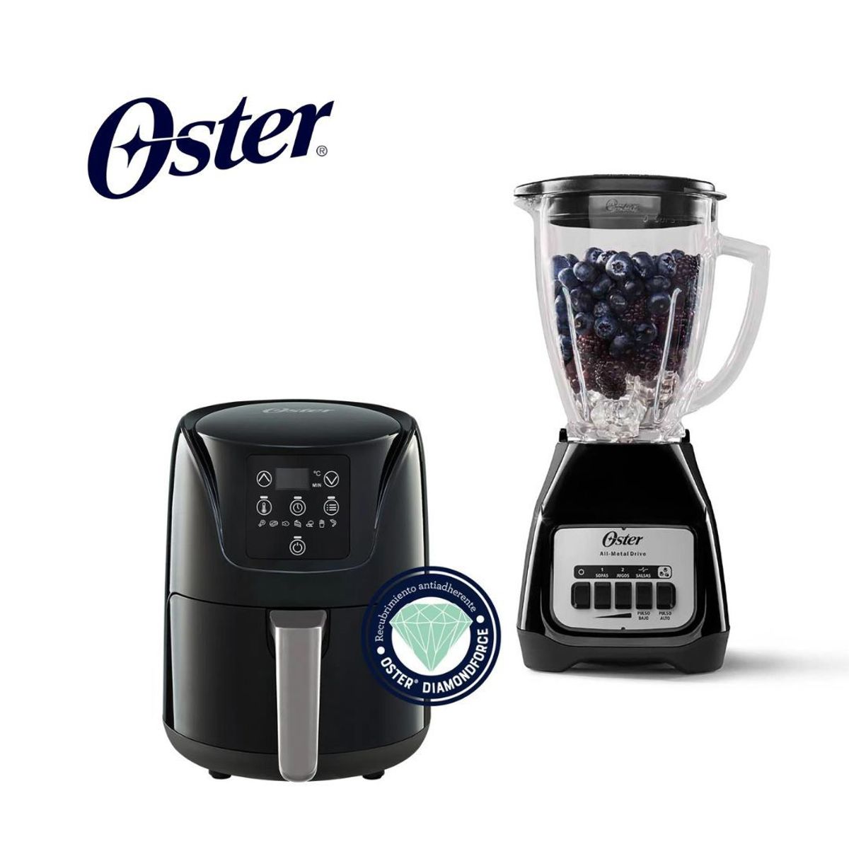 OSTER - Combo Oster Licuadora 2 Vel BLSTKAGBPB + Freidora 1,8 lts Digital