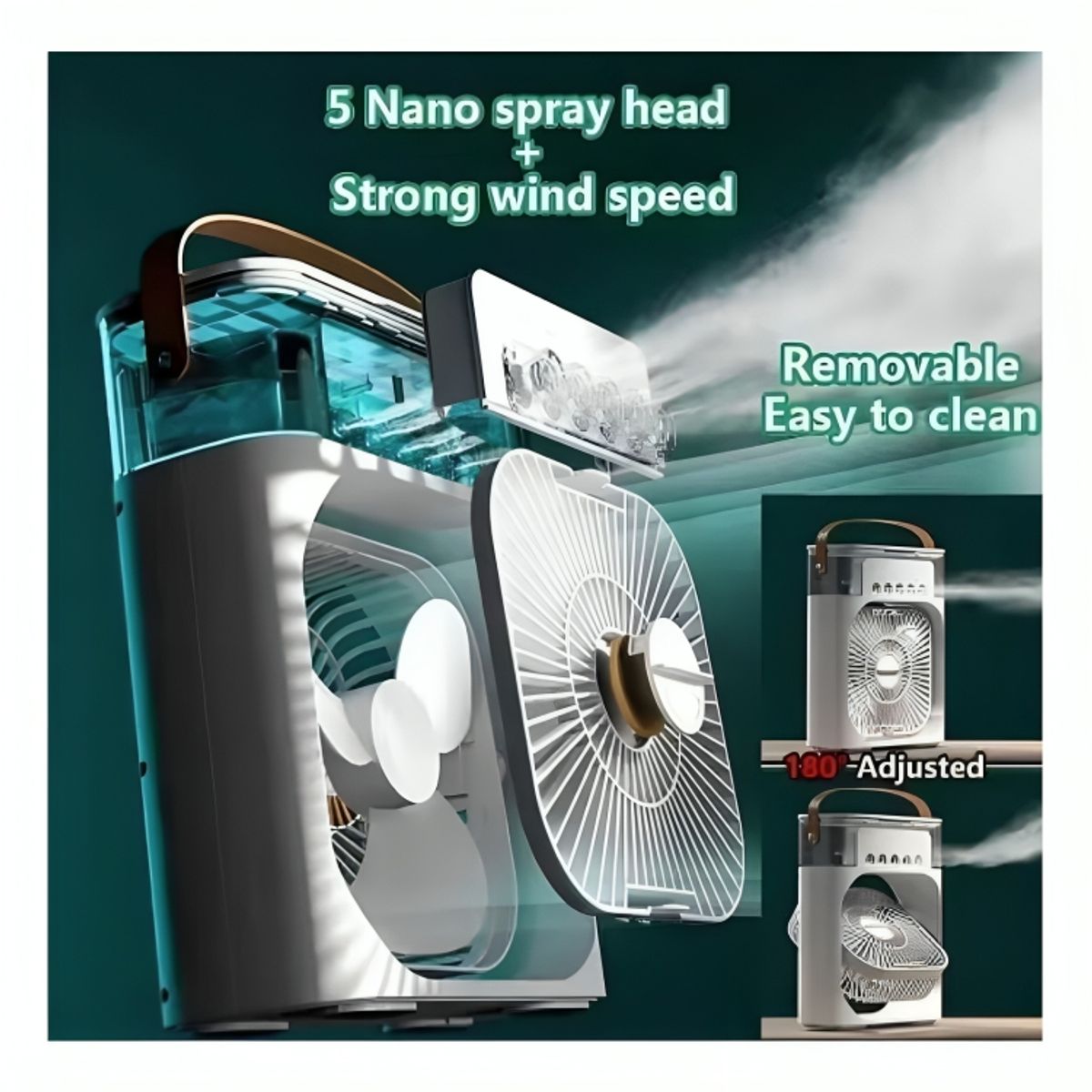 GENERICO - Mini Ventilador Humidificador Aromatizador Temporizador LED Portátil Blanco