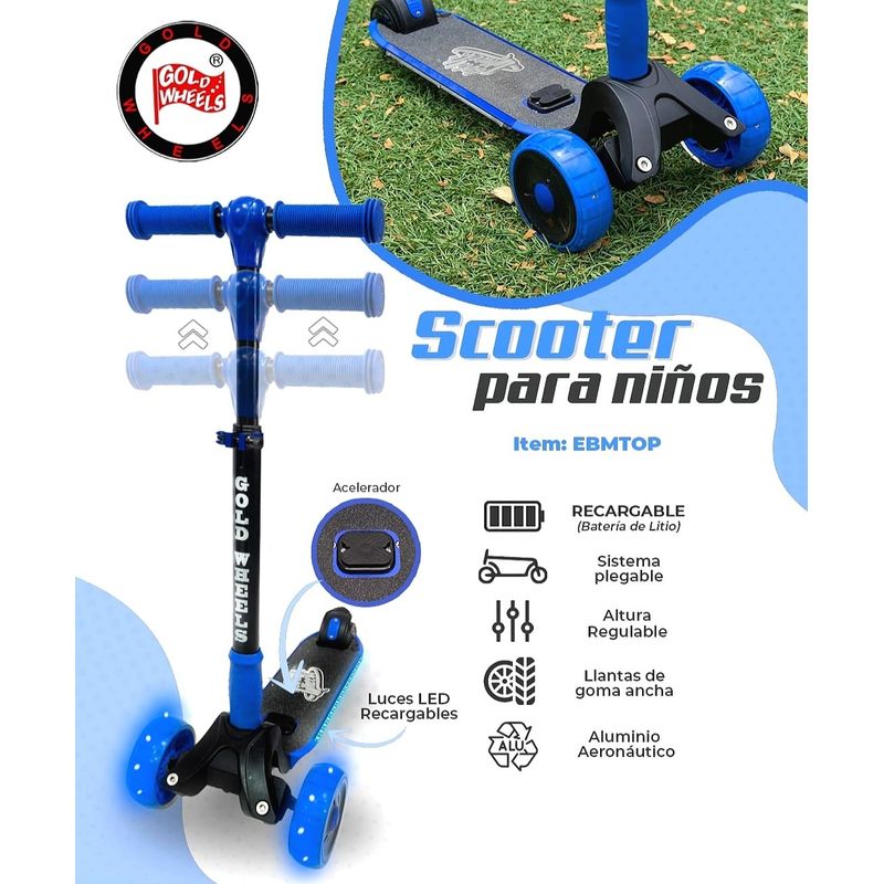 GOLD WHEELS - Scooter  Eléctrico Gold Weels de Aluminio 5 a 9 años