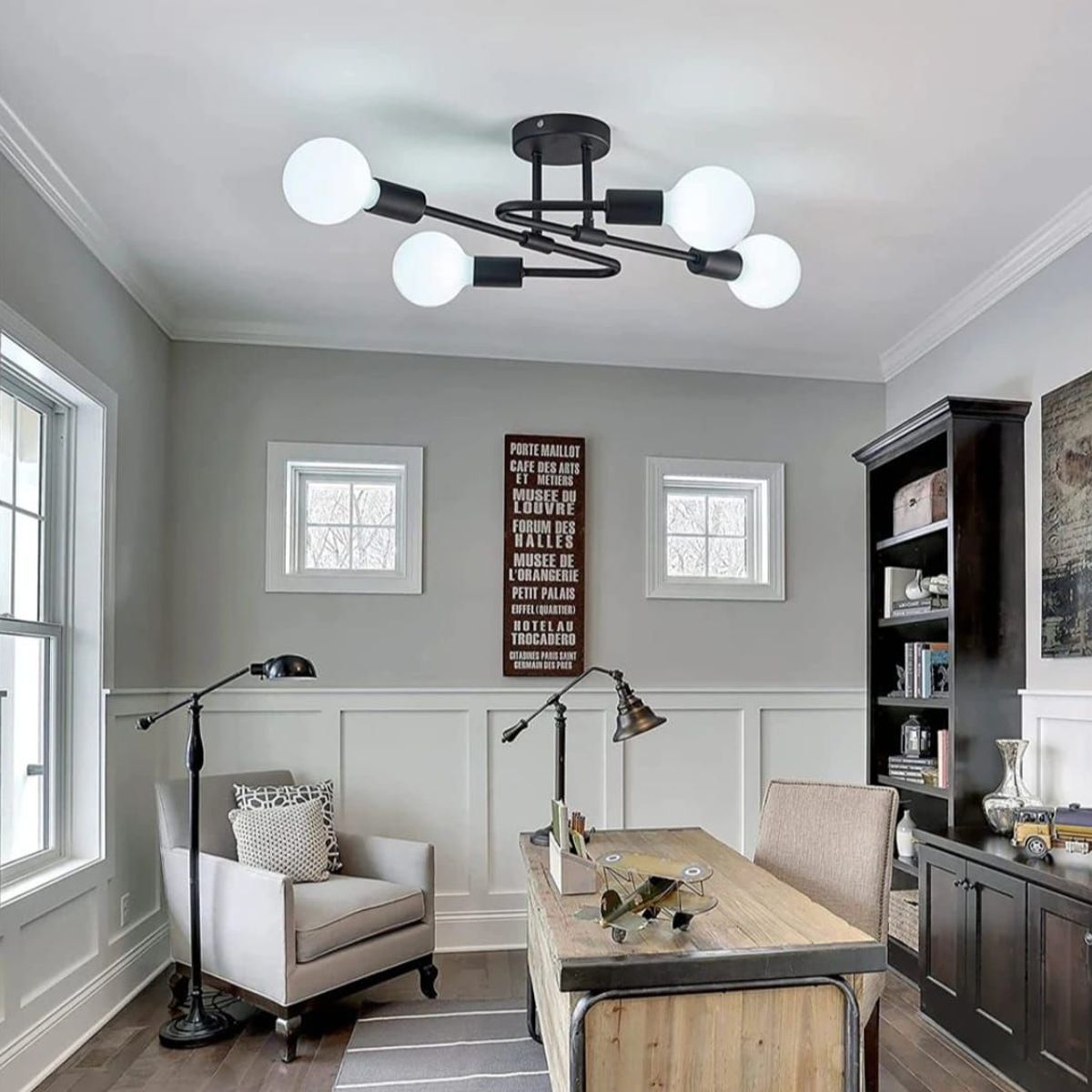 GENERICO - Lámpara Colgante Style negro Luces, Incluye 4 Focos