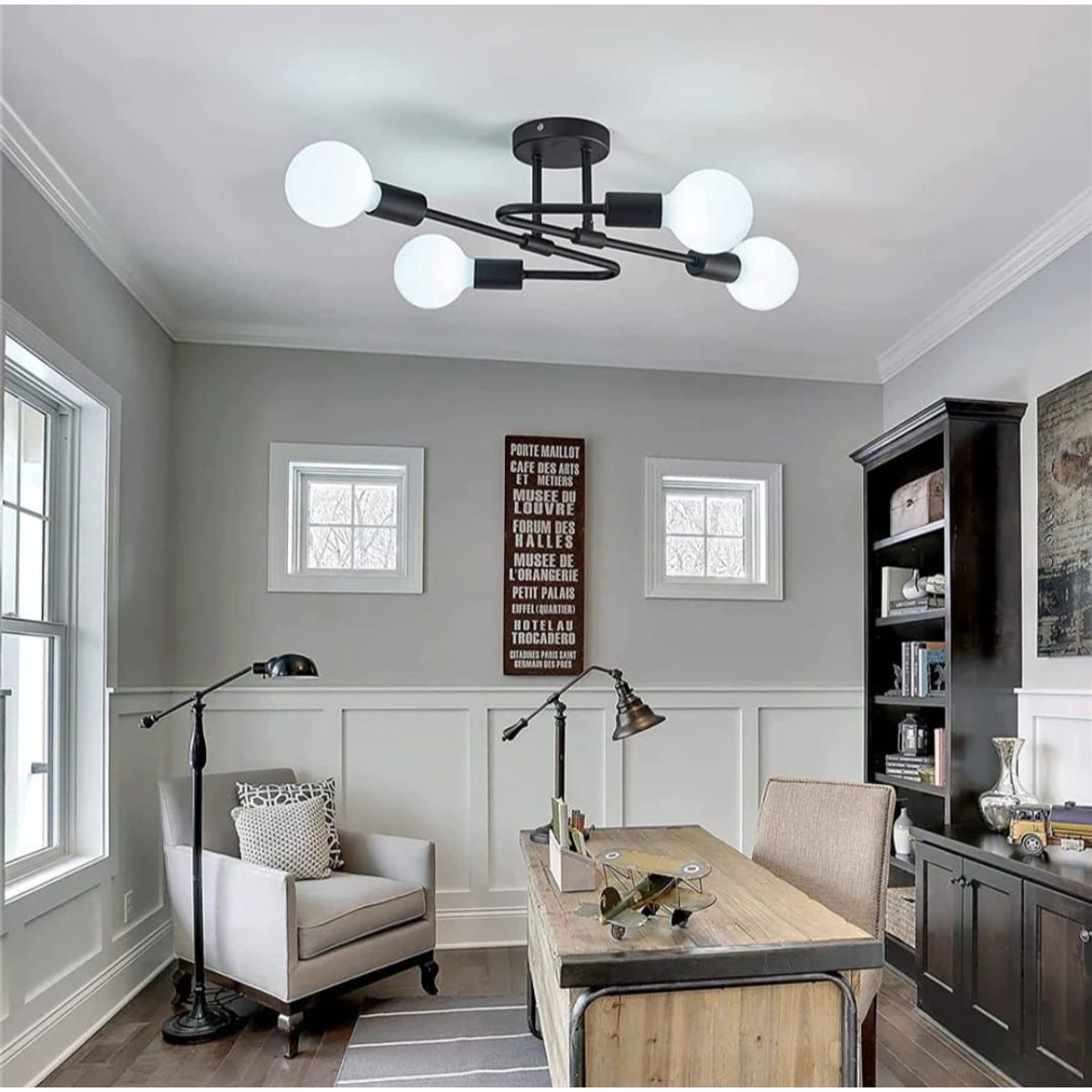 GENERICO - Lámpara Colgante Style negro Luces, Incluye 4 Focos