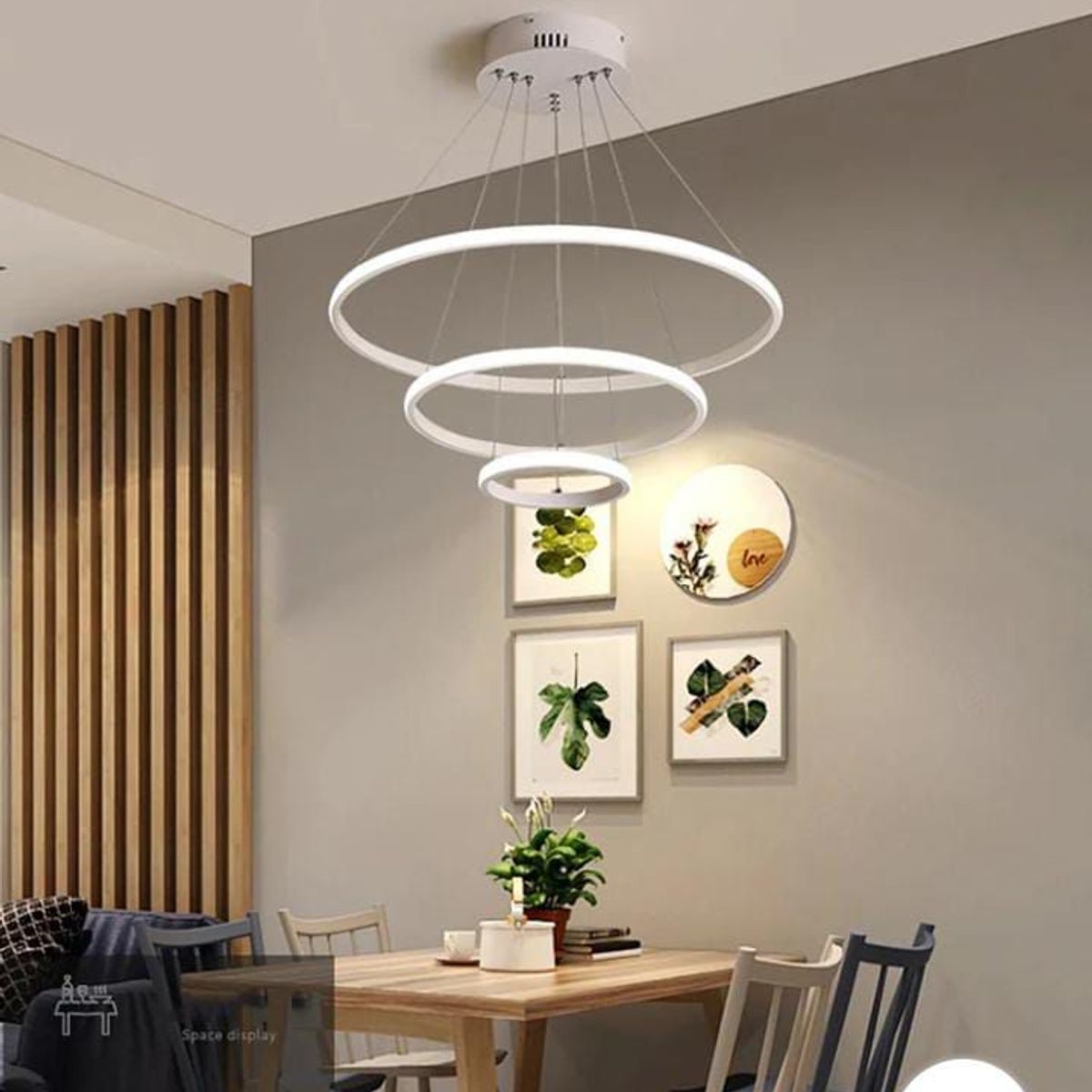 GENERICO - Lámpara 3 luces moderna con anillos irregular  LED  blanco