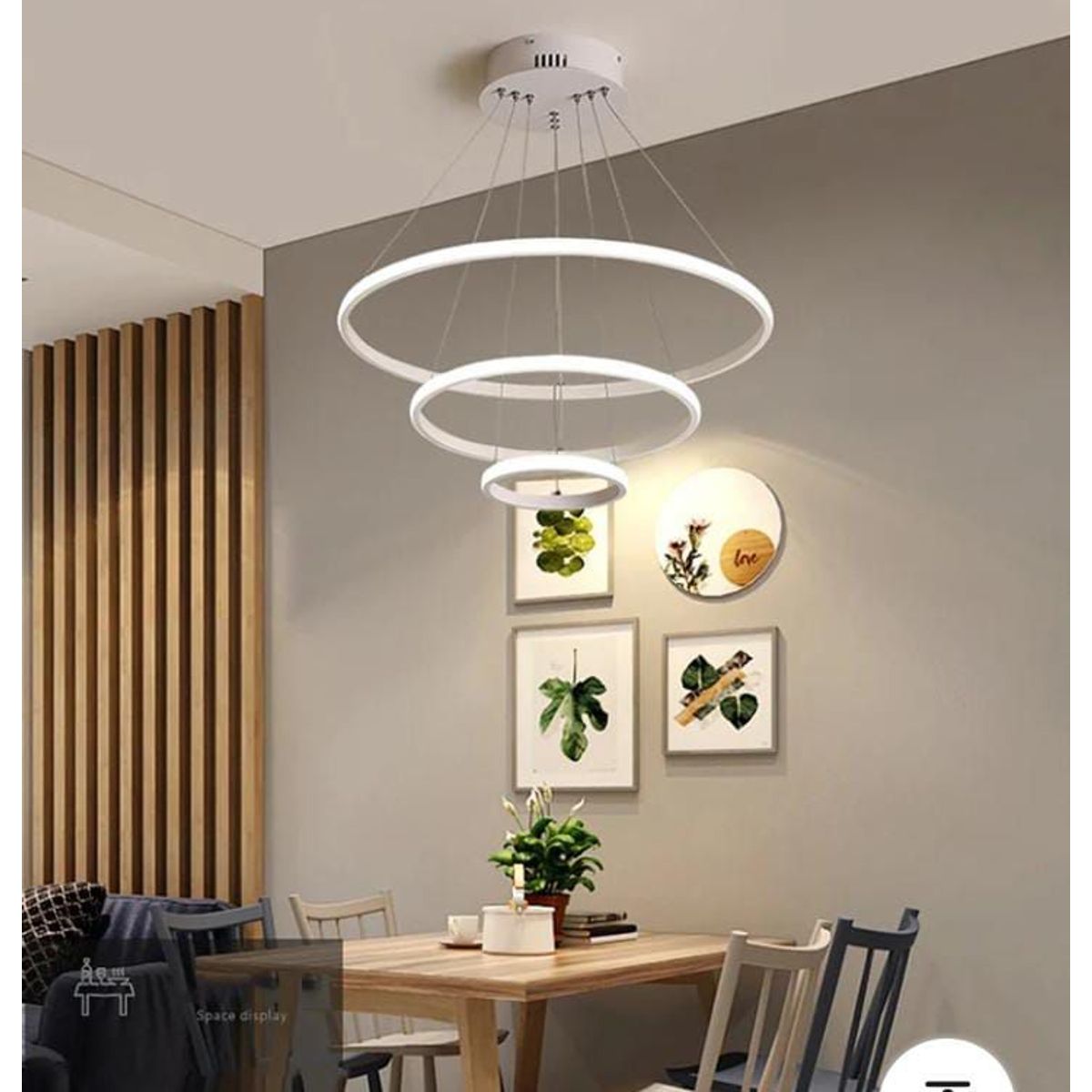 GENERICO - Lámpara 3 luces moderna con anillos irregular  LED  blanco