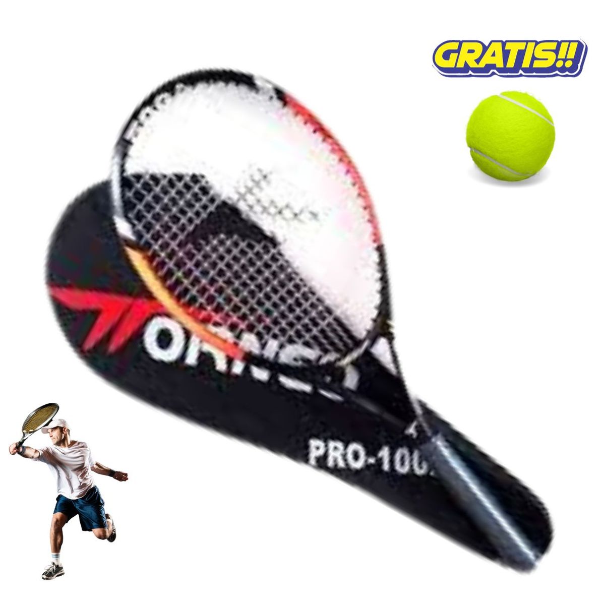 GENERICO - RAQUETA DE TENIS TORNEO 1002 NARANJA + 1 PELOTA TENIS GRATIS
