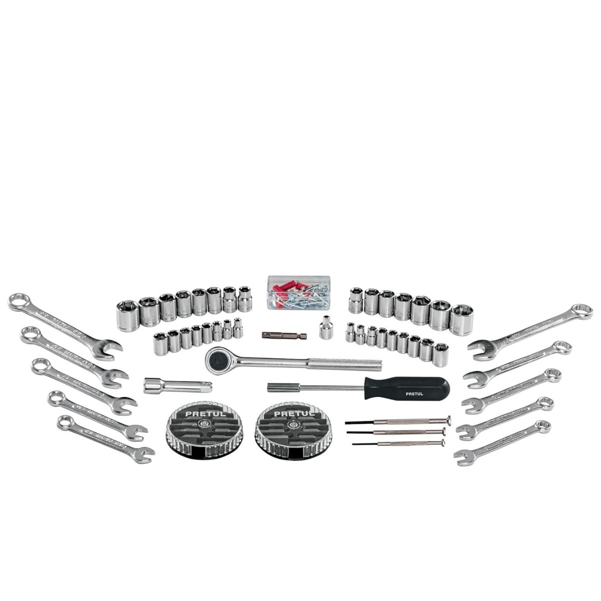 PRETUL - Herramientas para mecánico, 1/4" y 3/8"  71 piezas Pretul