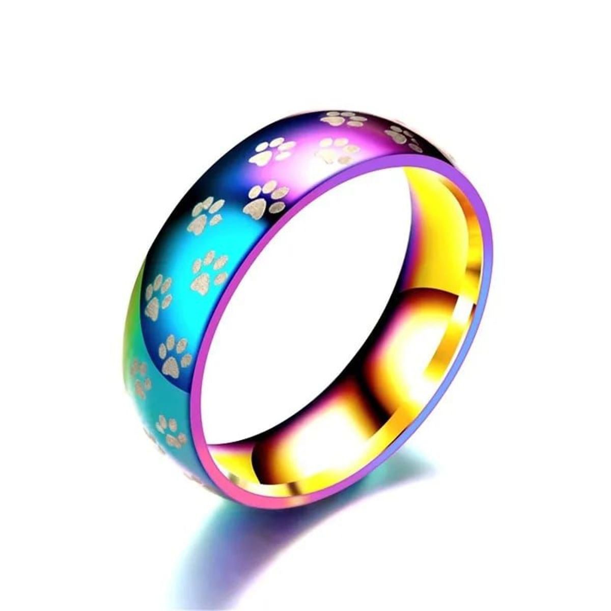 GENERICO - Anillo de Titanio Unisex Modelo Huellitas