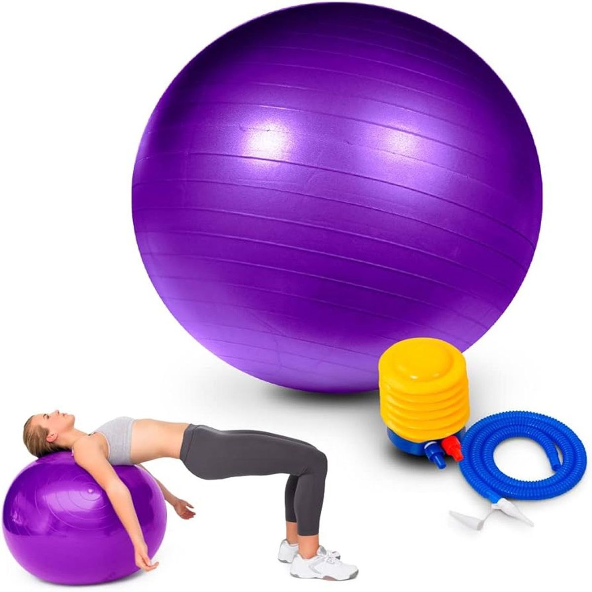 ALPHA GYM - Pelota para yoga y pilates  Inflador 75cm fitness