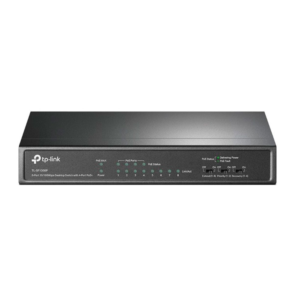 TP LINK - SWITCH TP-LINK TL-SF1008P V7 8 PUERTOS +4 POE 10/100MBPS P/N:TLSF1008P
