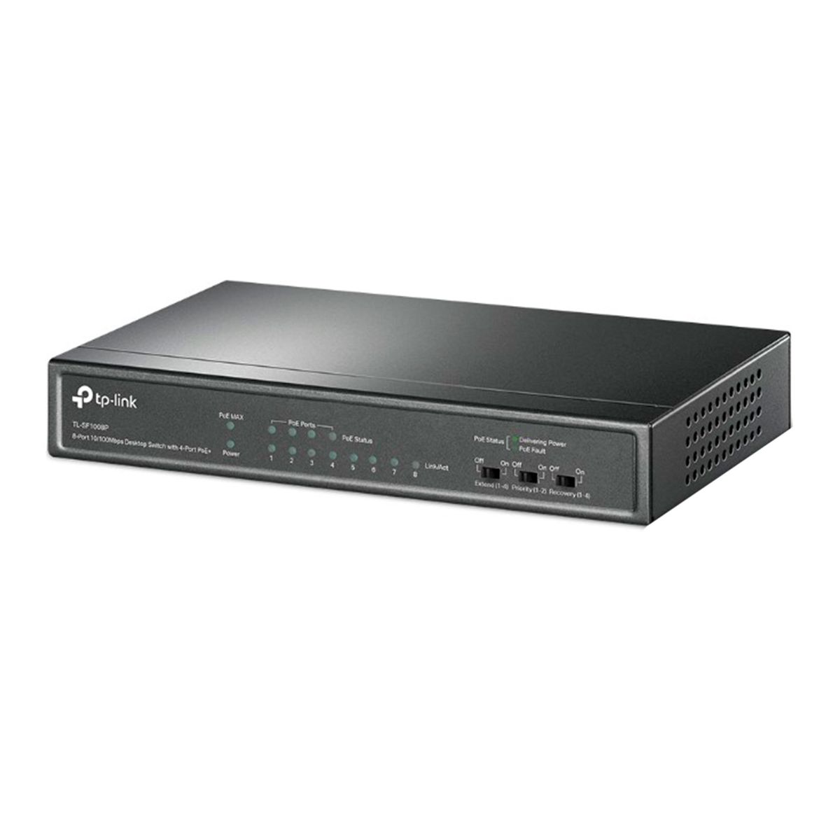 TP LINK - SWITCH TP-LINK TL-SF1008P V7 8 PUERTOS +4 POE 10/100MBPS P/N:TLSF1008P