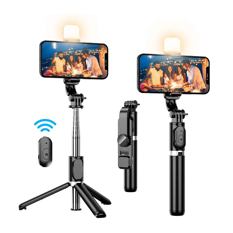 NEO DIGITAL - Palo Selfie Trípode Bluetooth Q02s Celular Control Luz Led