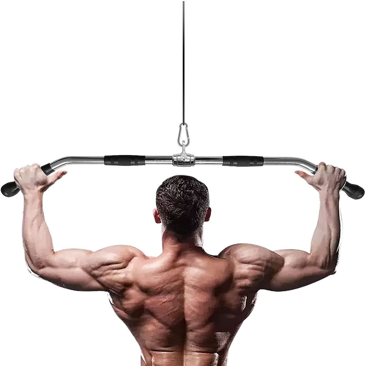 ALPHA GYM - Barra para dominadas en Polea barra para espalda gimnasio