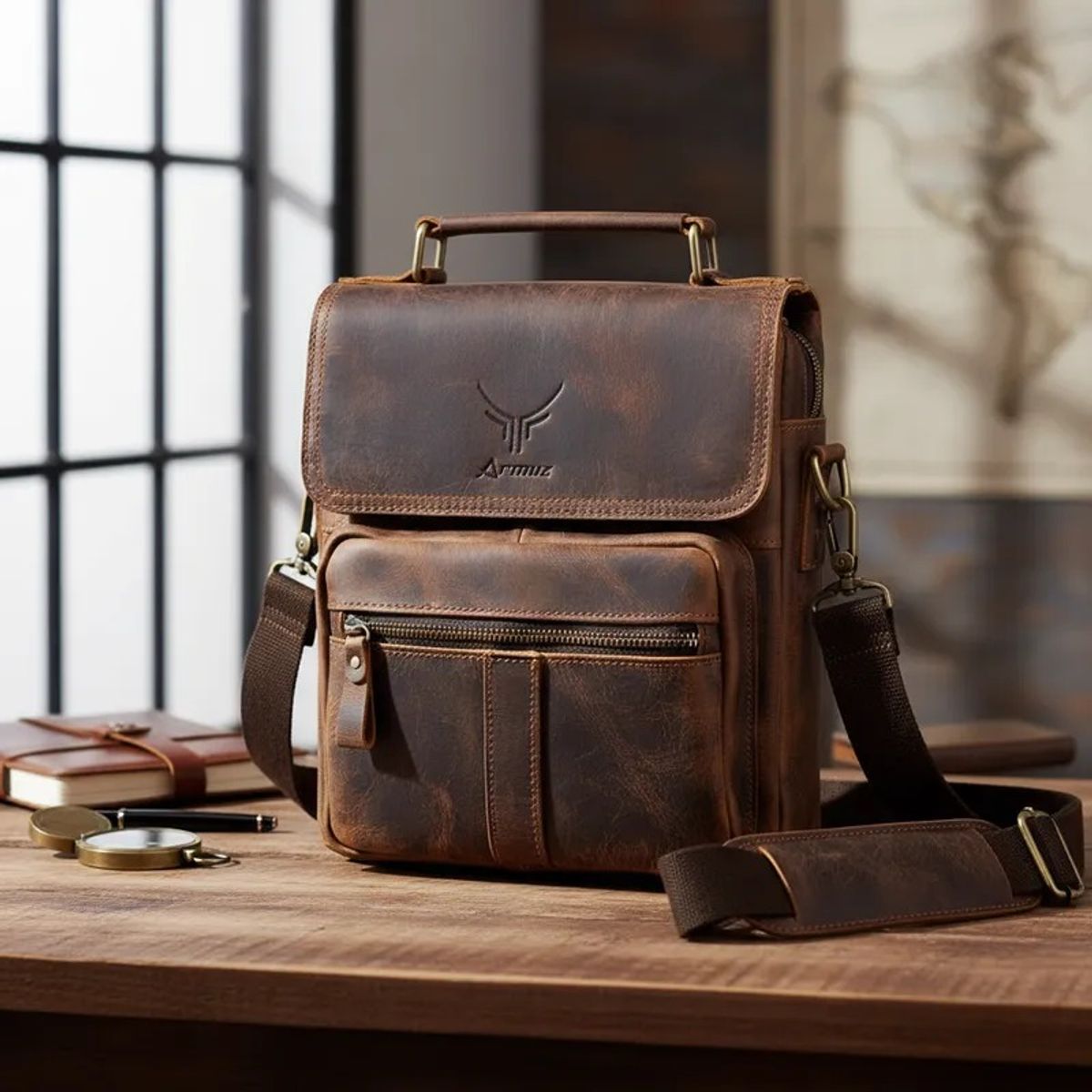 ARMUZ - Morral de Cuero Vacuno De Alta Gama MH645 Hombre