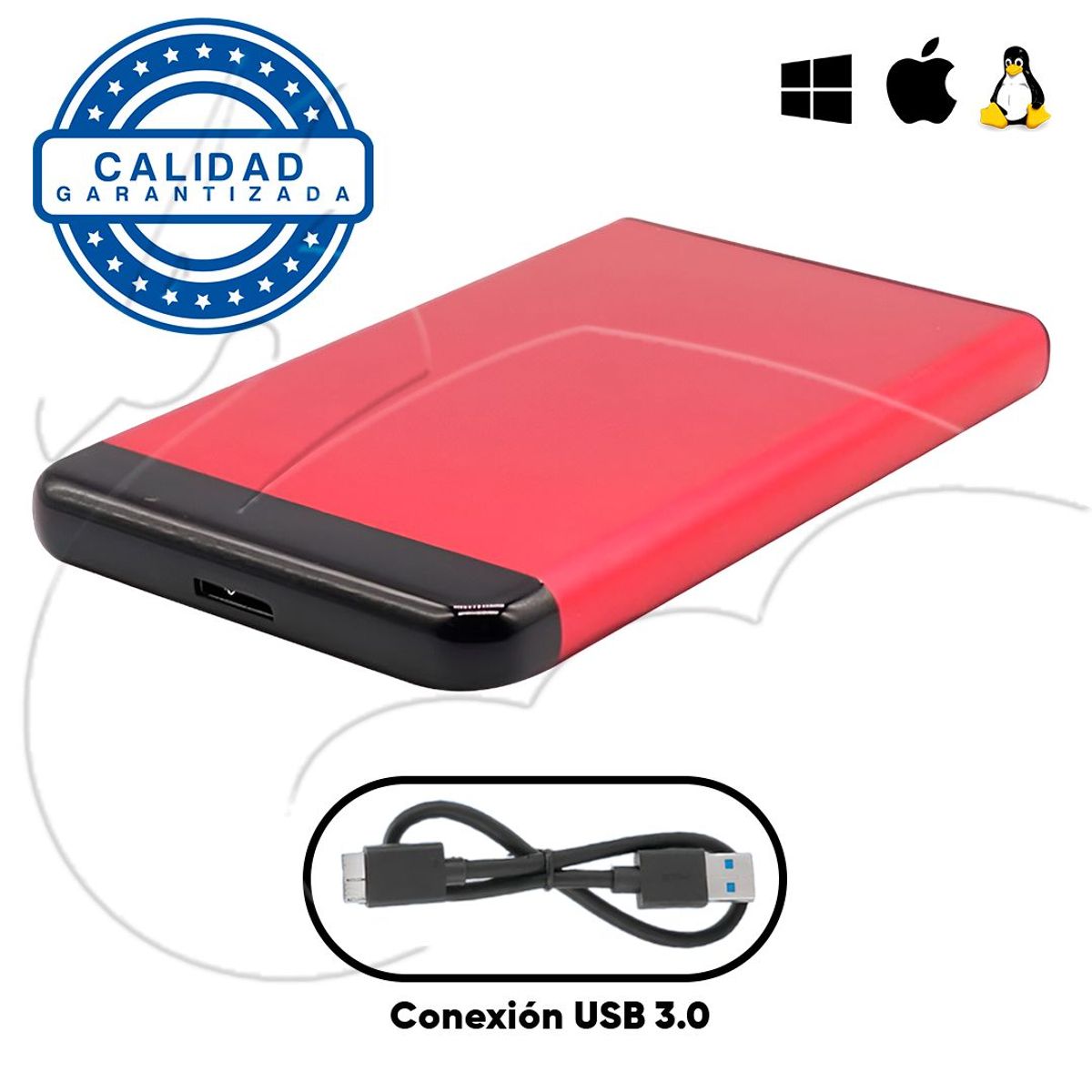 BLUE - Case Disco Duro Externo Usb3.0, Hdd 2.5 ROJO