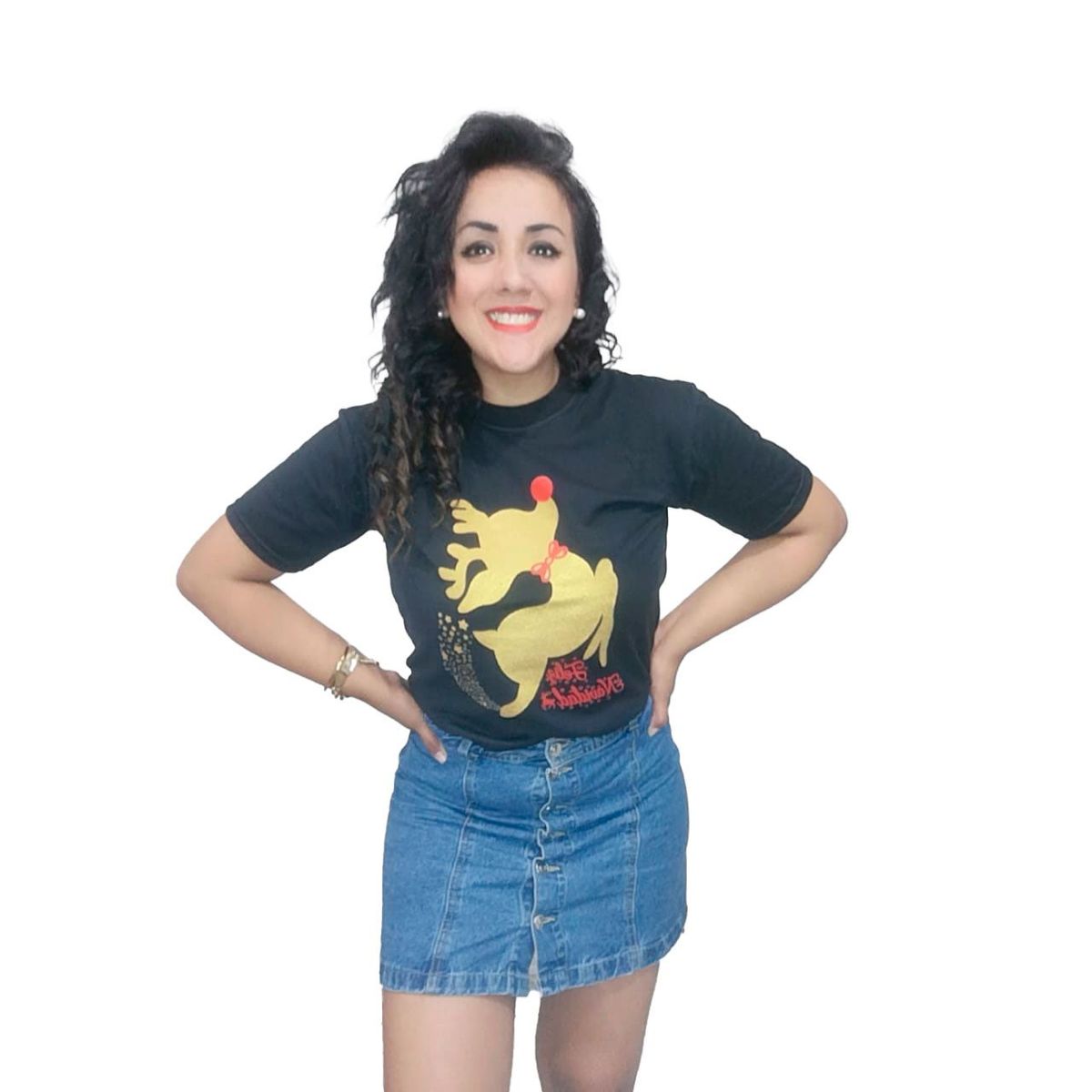 GENERICO - Polo Mujer Reno de Navidad - Nathalie Love It - Negro