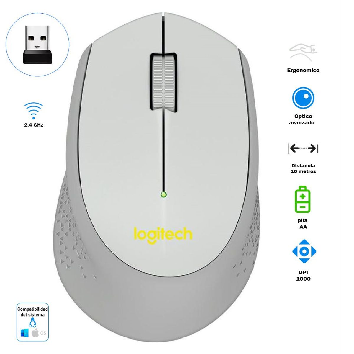 LOGITECH - Mouse Inalámbrico Logitech M280 Gris
