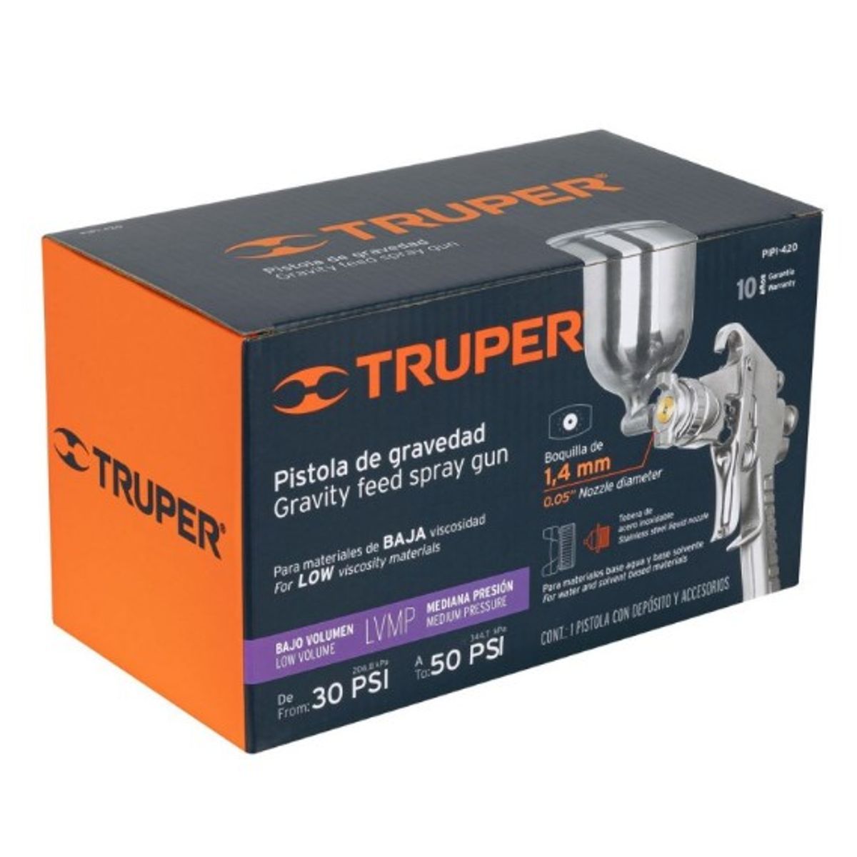 TRUPER - PISTOLA P/PINTAR GRAVEDAD LVMP, VASO ALUMINIO, BOQ 1.4 MM TRUPER 11095
