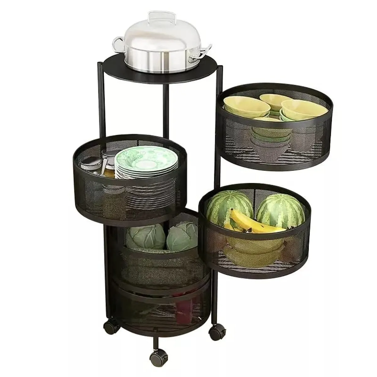 GENERICO - Verdulero Circular Giratoria para cocina Negro