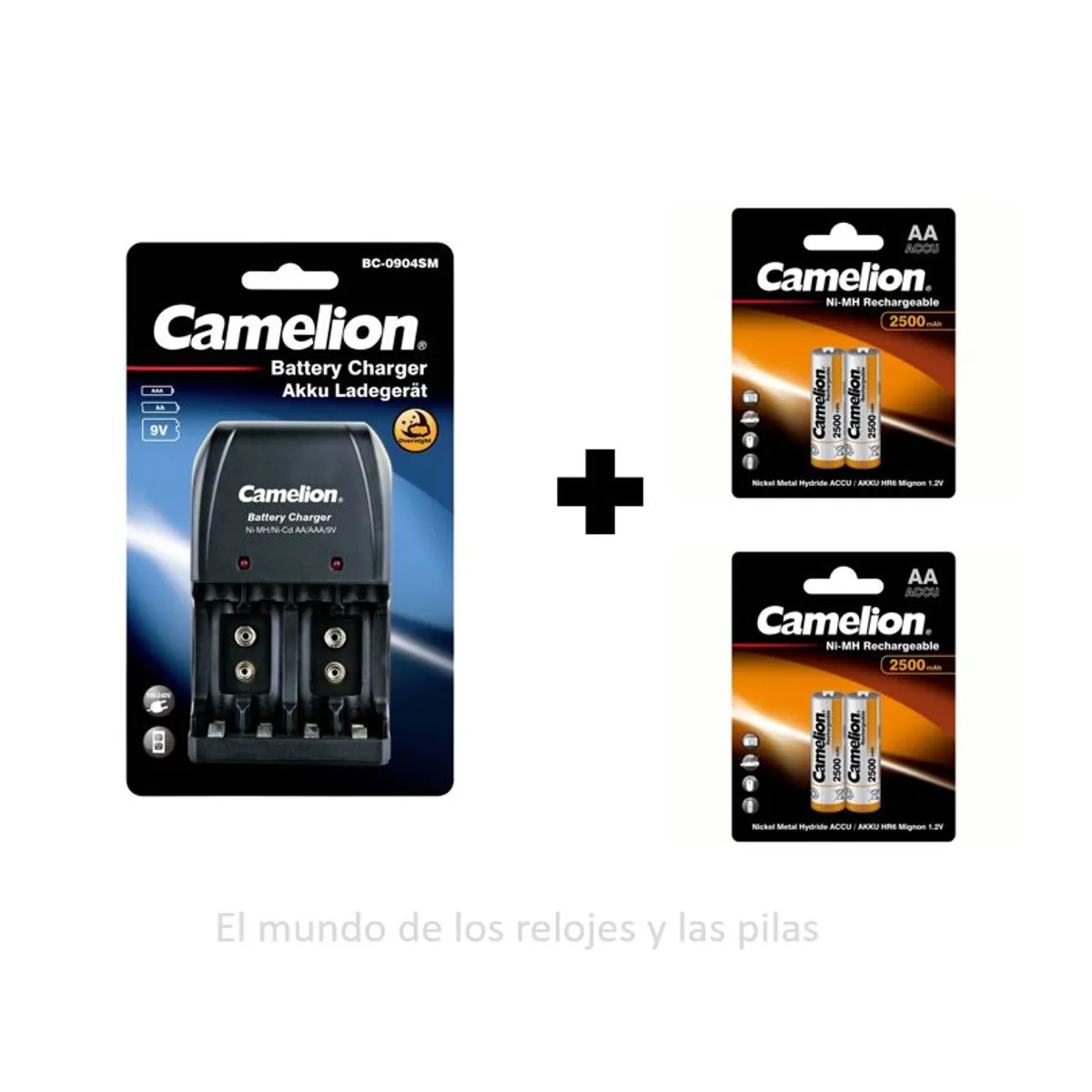 CAMELION - CARGADOR CAMELION BC-0904SM + 4 PILAS AA 2500MAH RECARGABLES