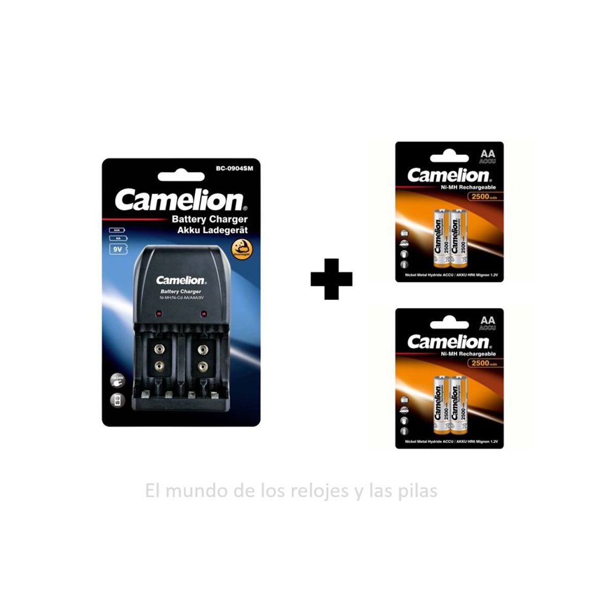 CAMELION - CARGADOR CAMELION BC-0904SM + 4 PILAS AA 2500MAH RECARGABLES