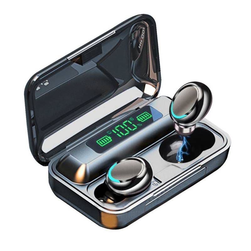 GENERICO - Audifonos Bluetooth F9 con powerbank NEGRO