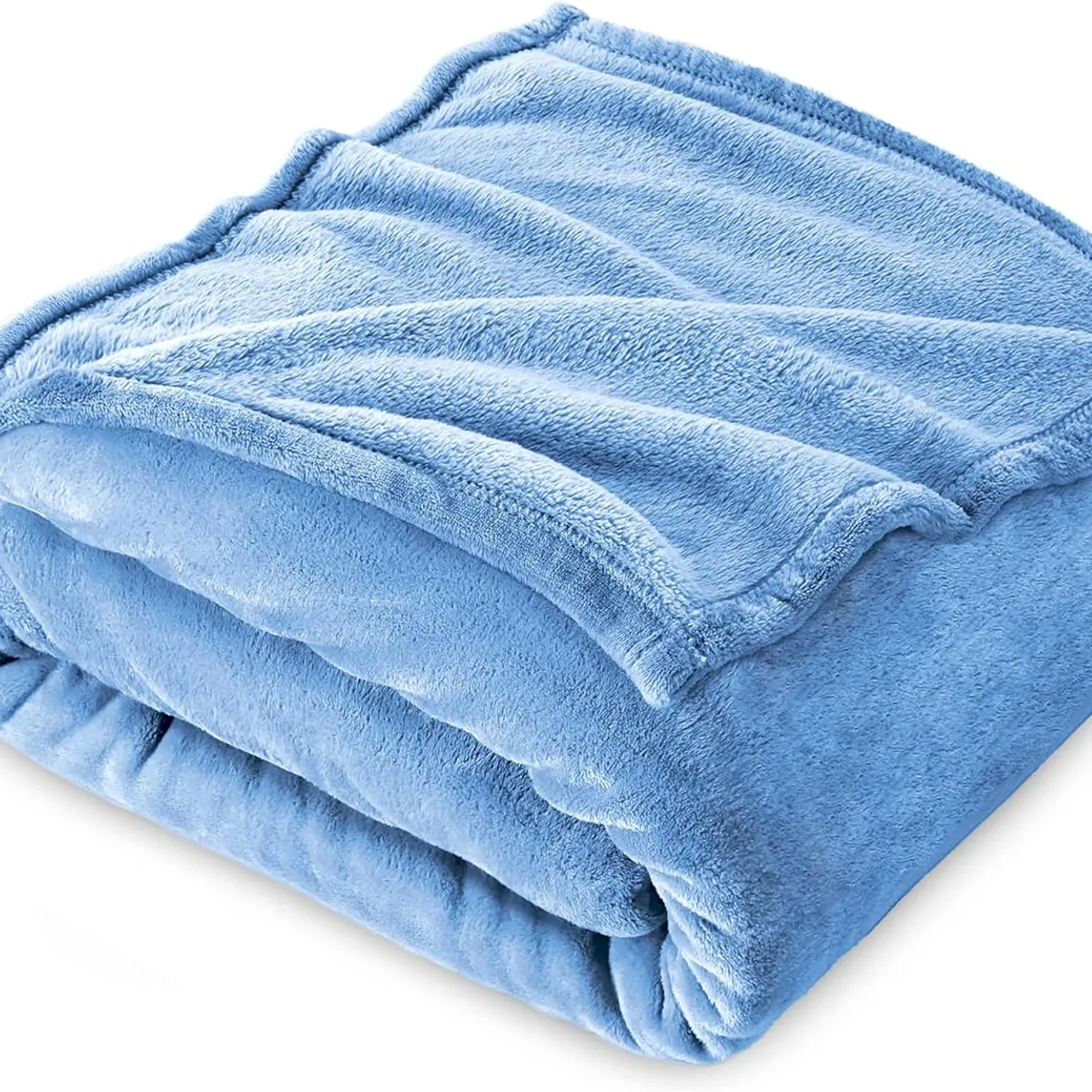 GENERICO - 3 PIEZAS COLCHA  KING DE PELUCHE PELO CORTO CELESTE