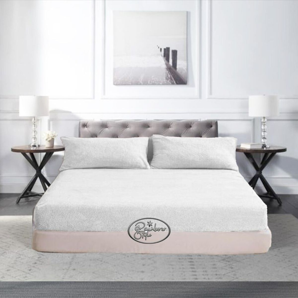 GENERICO - CUBRECAMA  TRES  PLAZAS KING DE PELUCHE PELO CORTO BLANCO