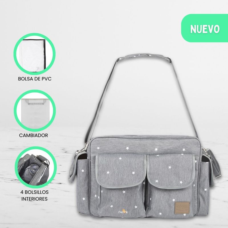 INFANTI - Bolso Pañalera para Bebé «SOPHIE» Estrellas Gray