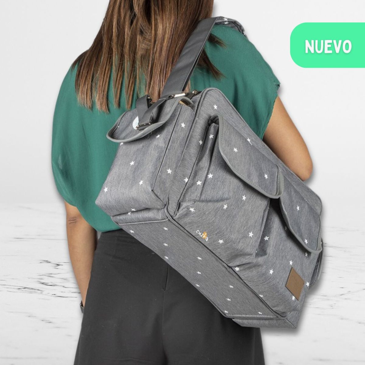 INFANTI - Bolso Pañalera para Bebé «SOPHIE» Estrellas Gray