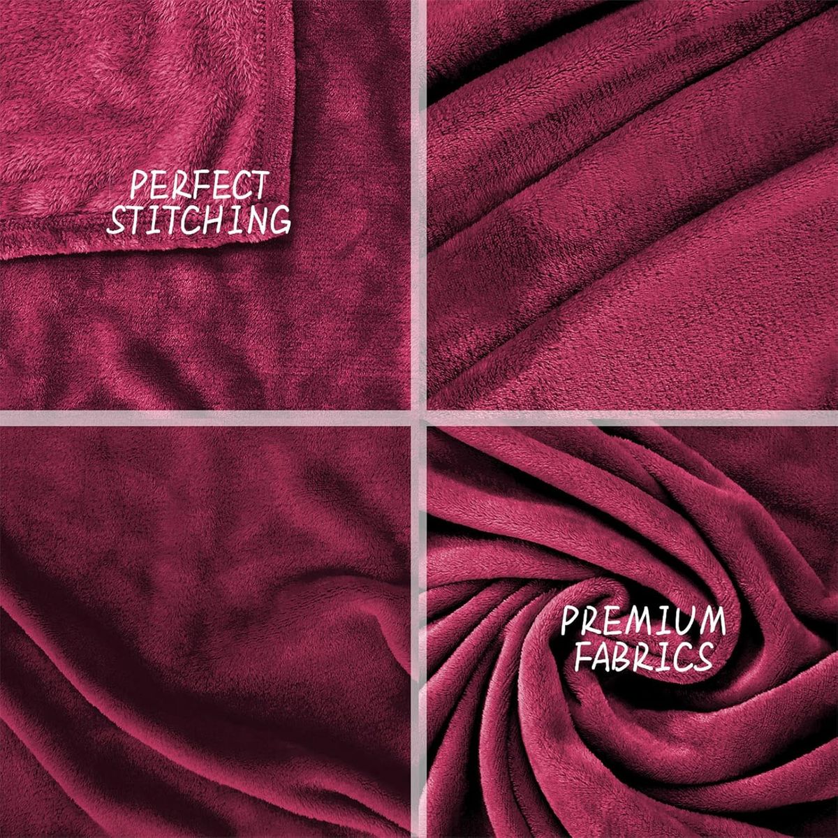 GENERICO - 3 piezas colcha DOS PLAZAS DE PELUCHE PELO CORTO VINO
