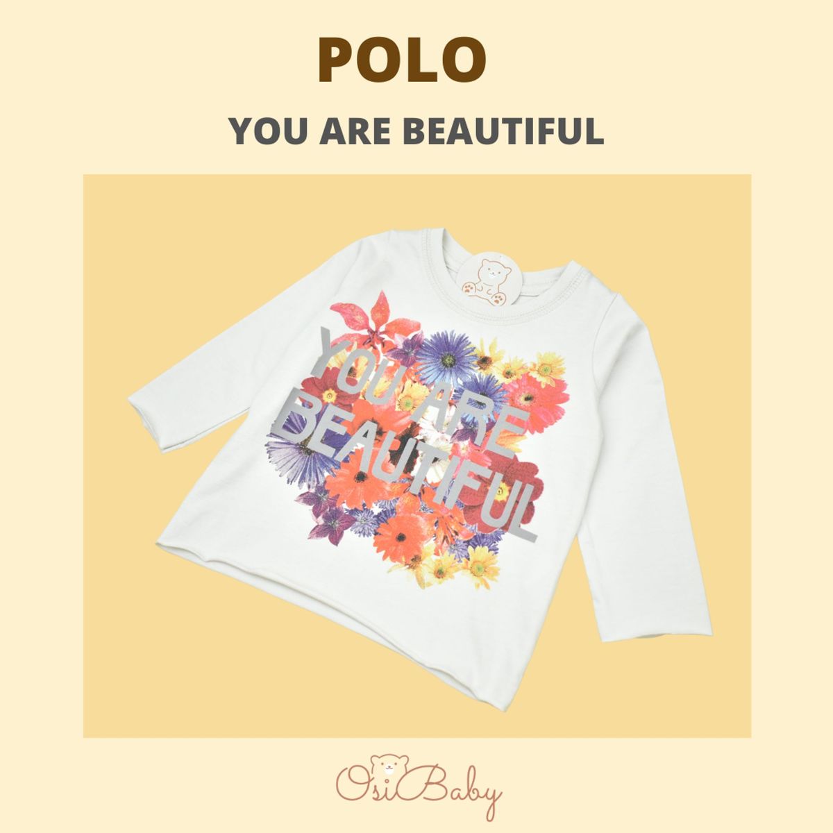 GENERICO - POLO NIÑA M/ L  YOU ARE BEAUTIFUL