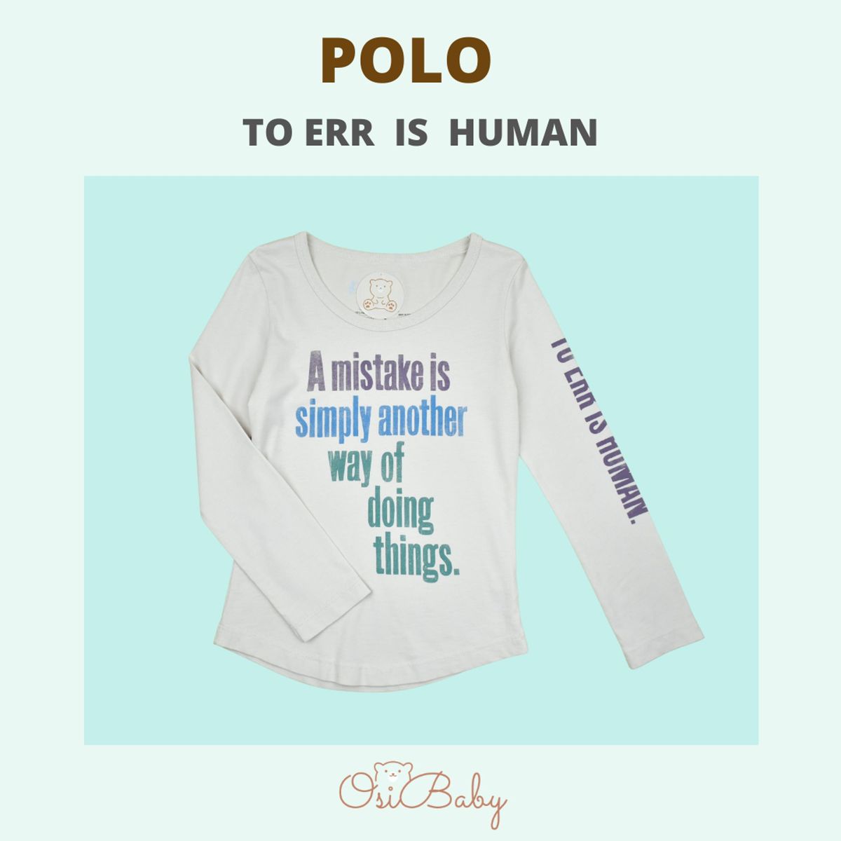 ALLEZ COLLECTION - POLO NIÑA M/L TO ERR  IS  HUMAN