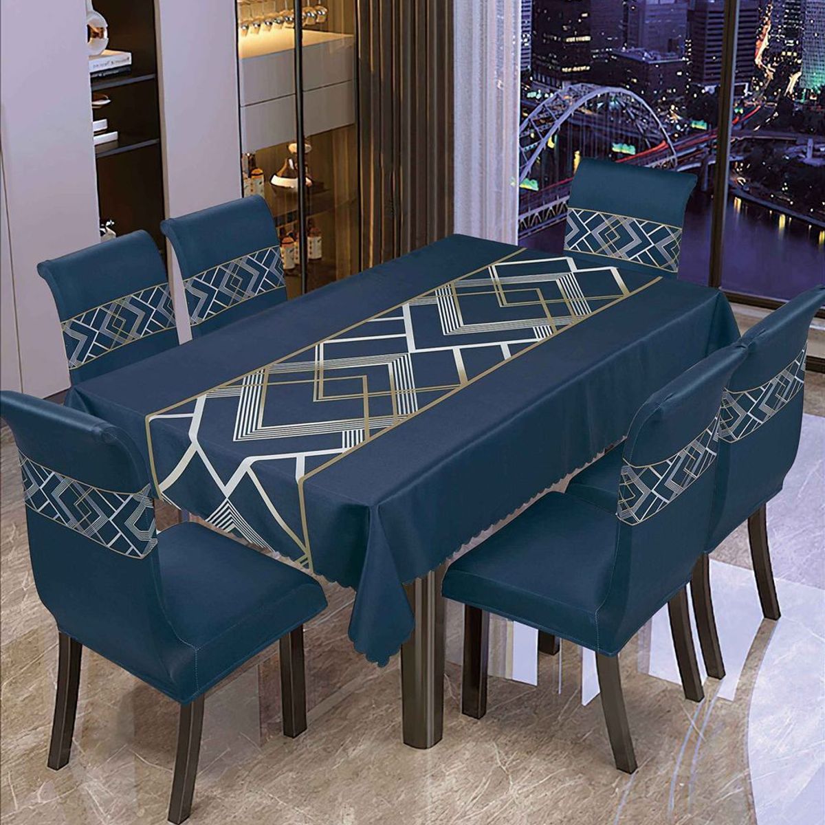 CASATEX - Mantel de Mesa y Fundas Para 6 Sillas de Tela 152 x 228cm