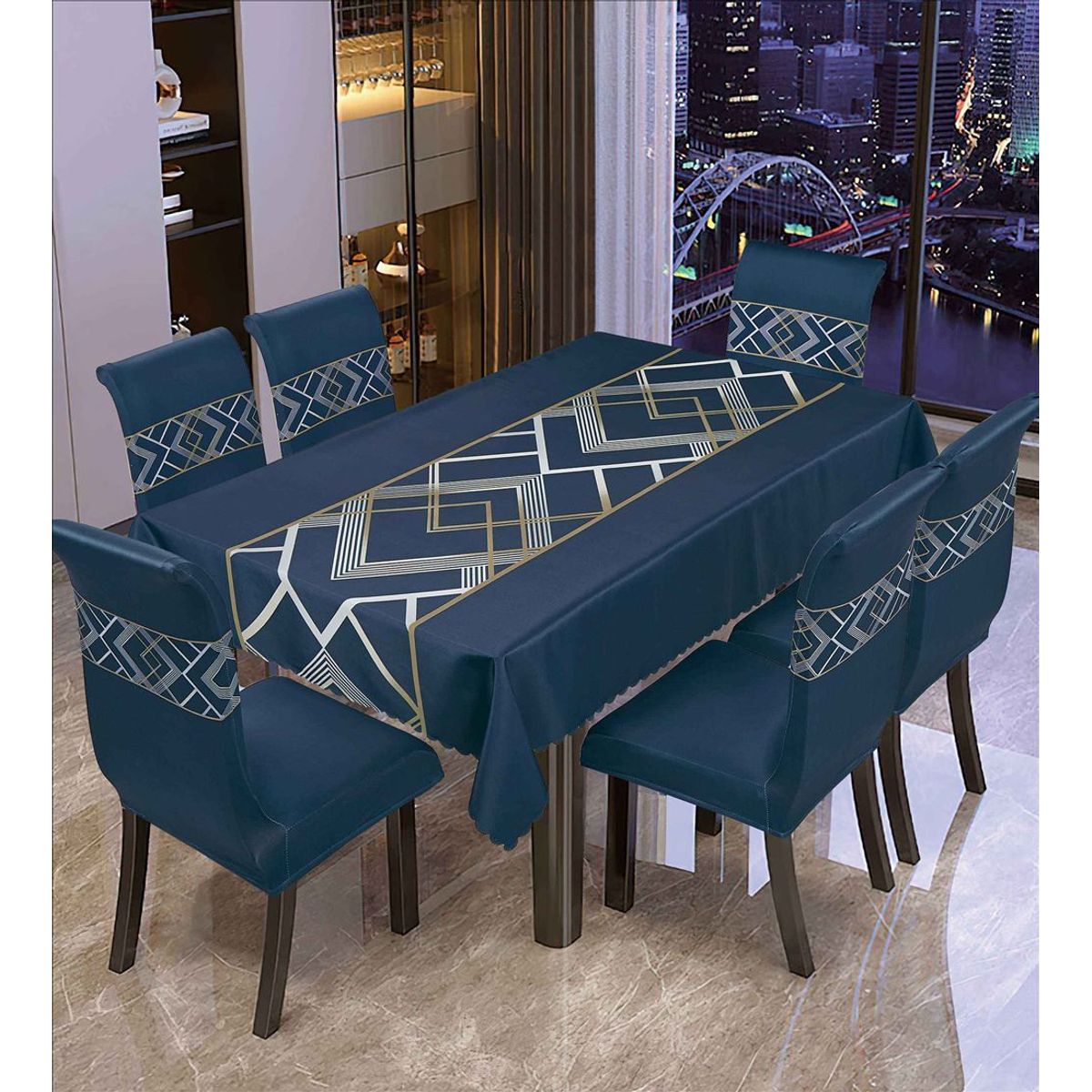 CASATEX - Mantel de Mesa y Fundas Para 6 Sillas de Tela 152 x 228cm