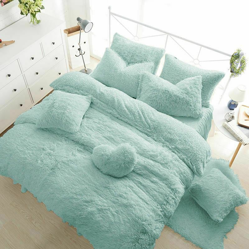GENERICO - CUBRECAMA DOS PLAZAS Y MEDIA QUEEN DE PELUCHE PELO CORTO VERDE JADE