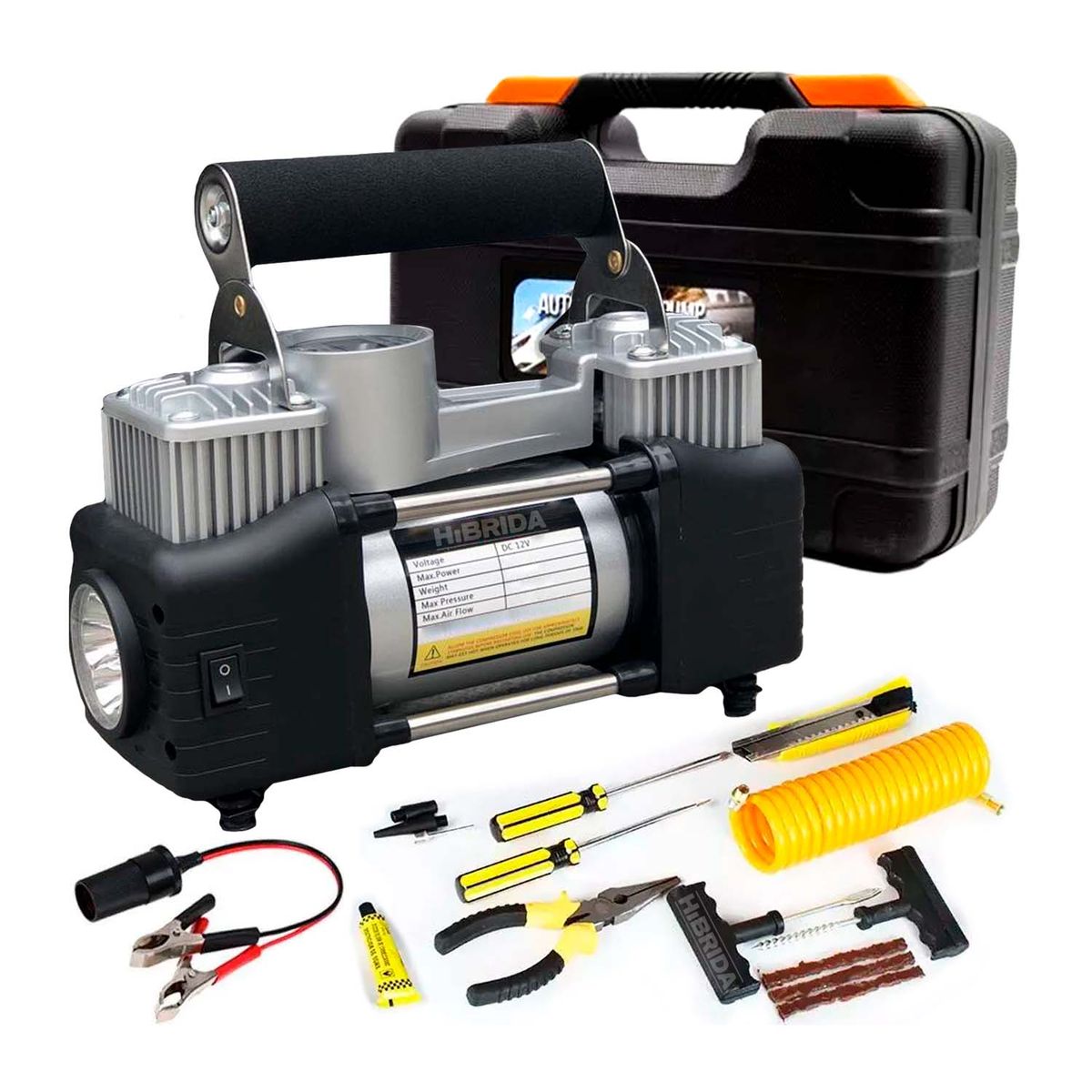 GENERICO - SET COMPRESOR DOBLE PISTON INFLADOR AUTO - COMPRESORA-M