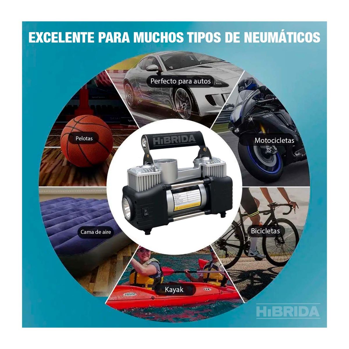 GENERICO - SET COMPRESOR DOBLE PISTON INFLADOR AUTO - COMPRESORA-M