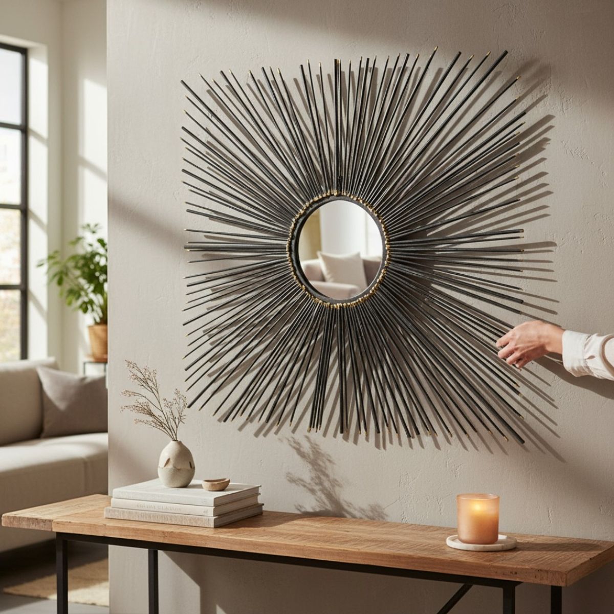 GENERICO - Espejo Cuadrado Negro y Dorado