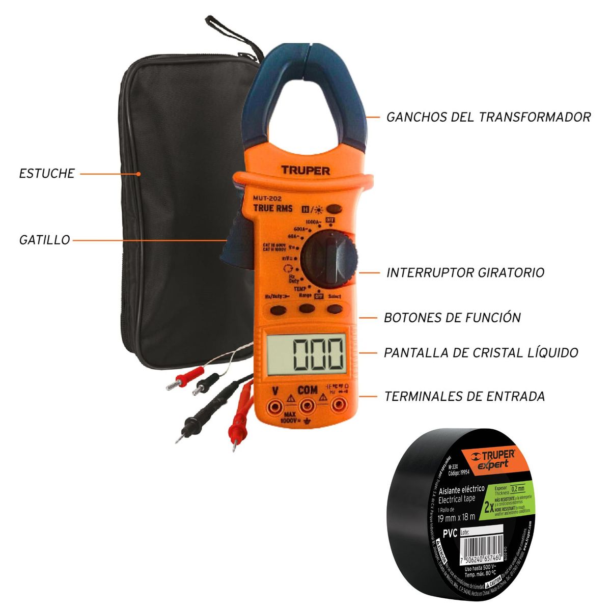 TRUPER - Combo pinza amperimétrica Destornillador inalámbrico profesional