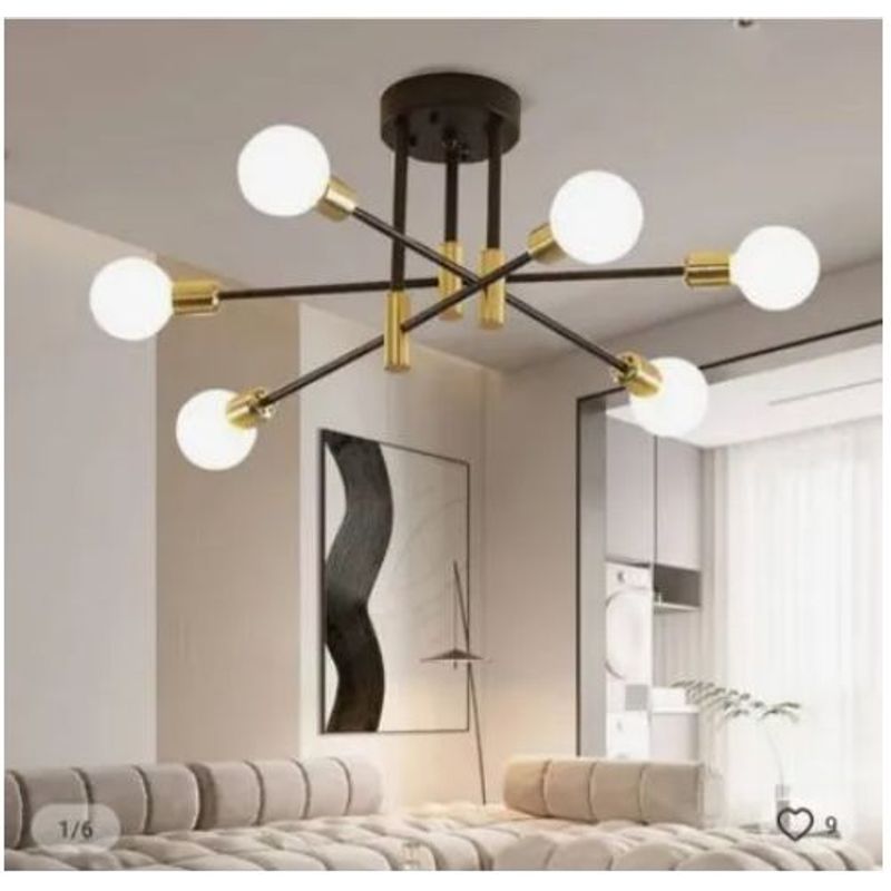 GENERICO - Lámpara Colgante Corela negro con dorado  incluye 6 Focos