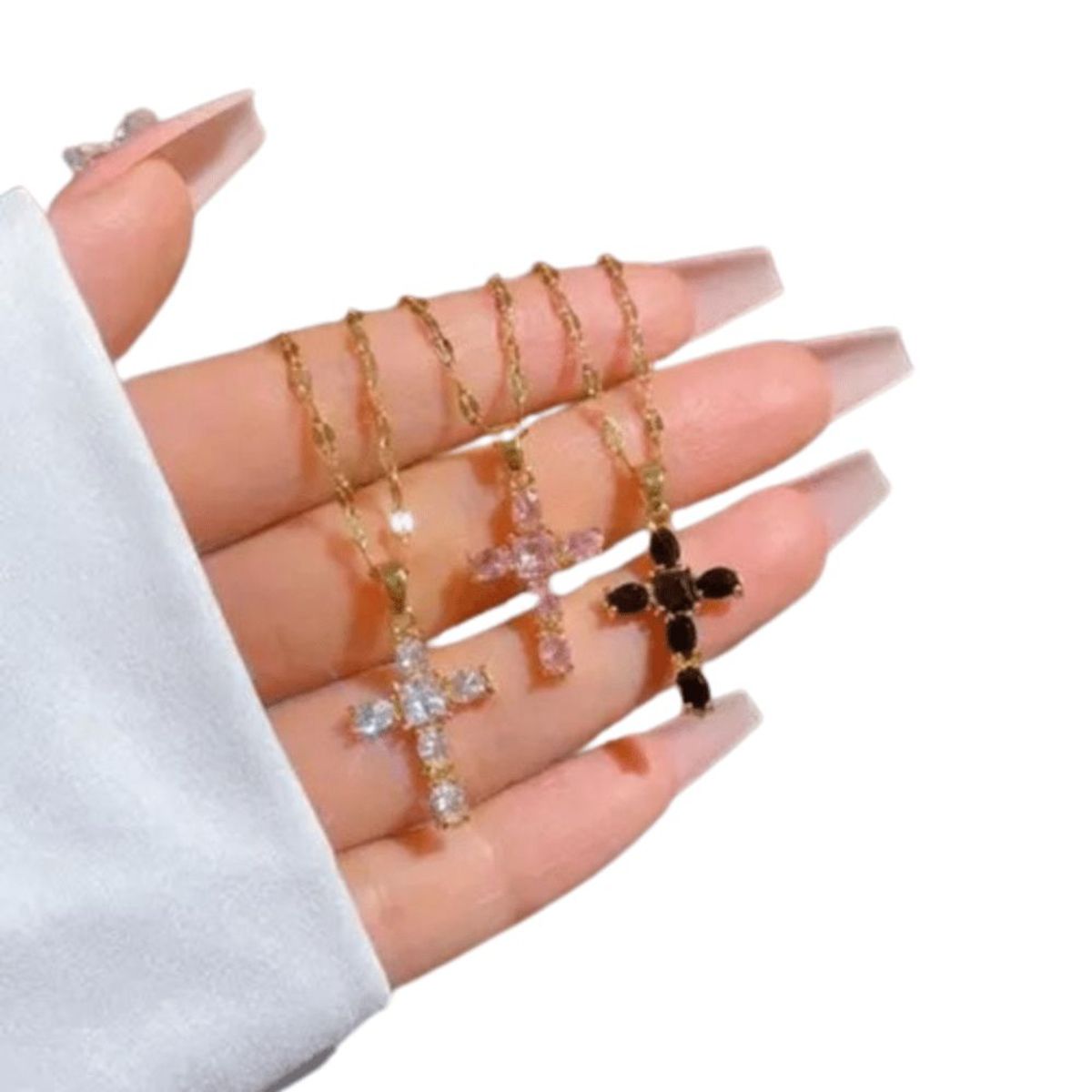 GENERICO - Collar de Cruz para Mujer Bañado en Oro