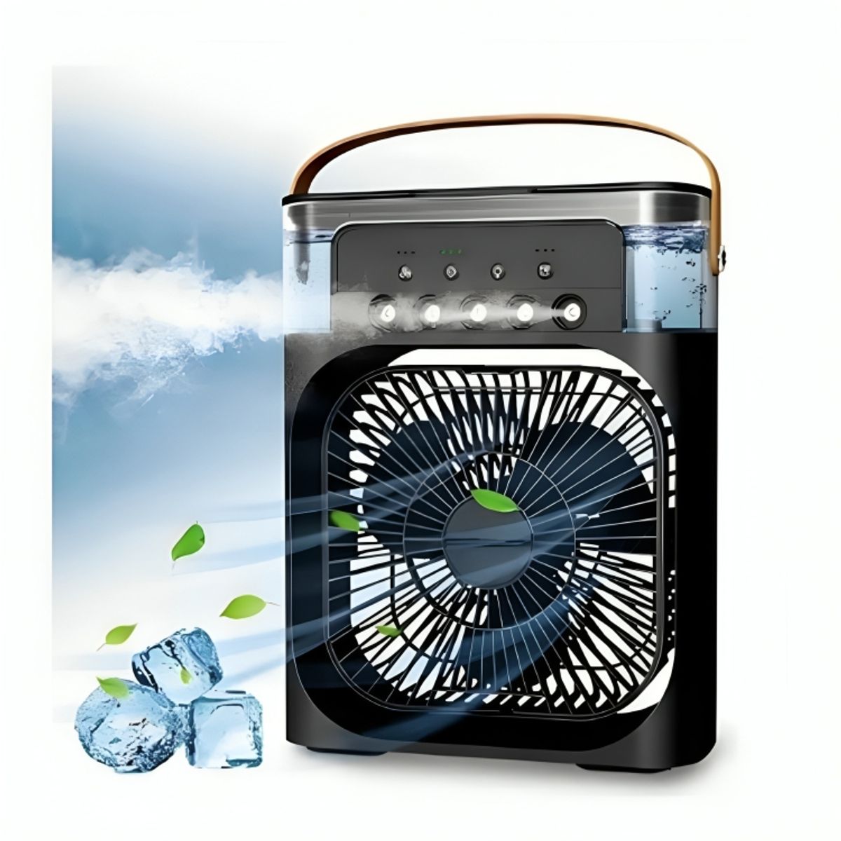 GENERICO - Mini Ventilador Humidificador Aromatizador Temporizador LED Portátil Black