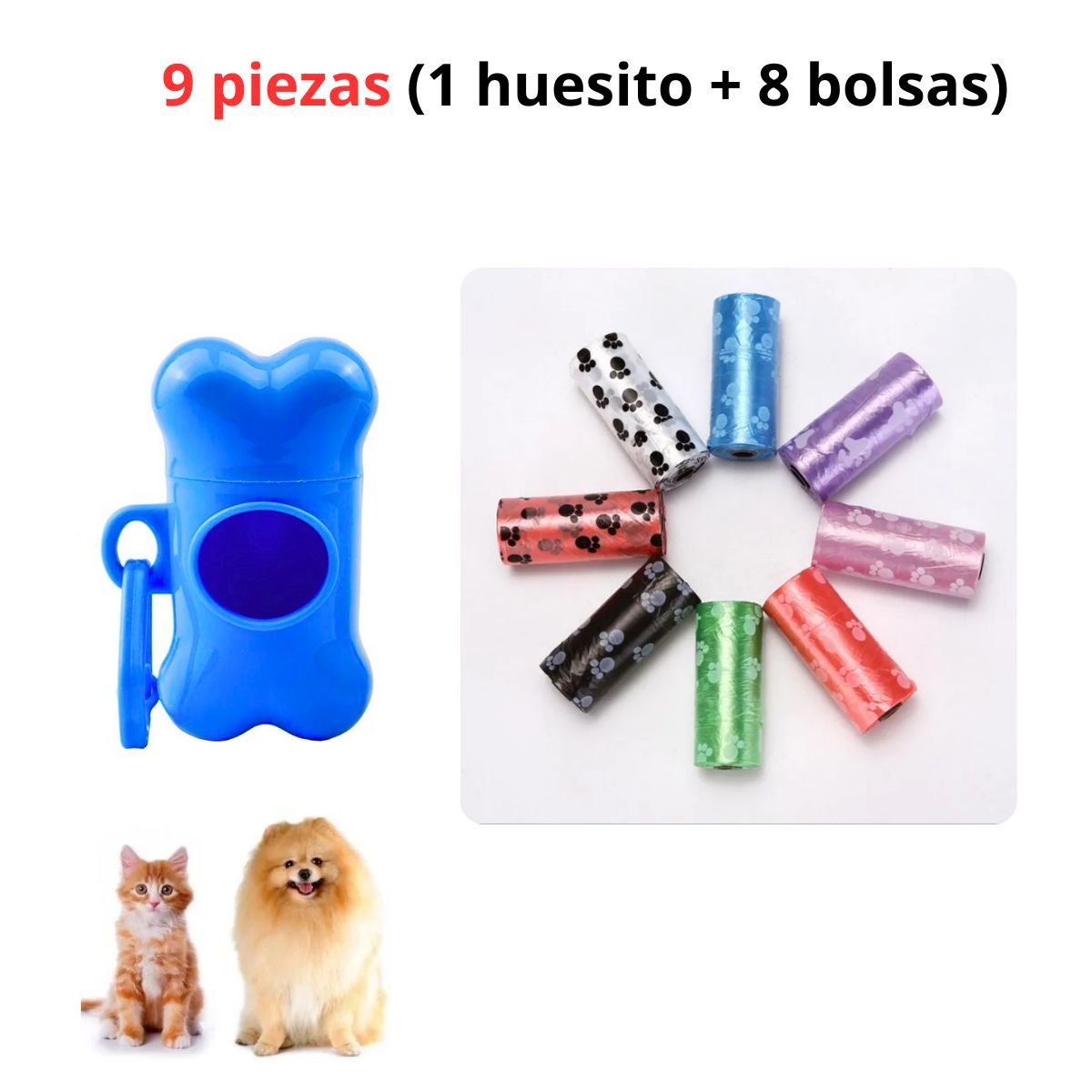 GENERICO - HUESITO PORTA BOLSAS PARA DESECHOS AZUL- CON 7 REPUESTO