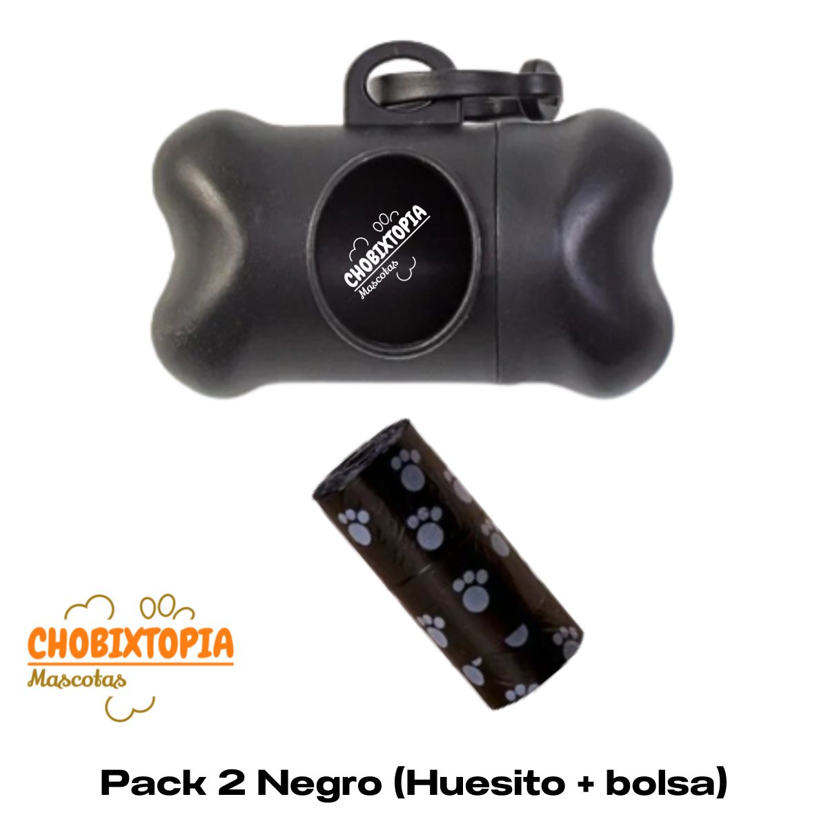 GENERICO - HUESITO PORTA BOLSAS PARA DESECHOS NEGRO - CON 1 BOLSA