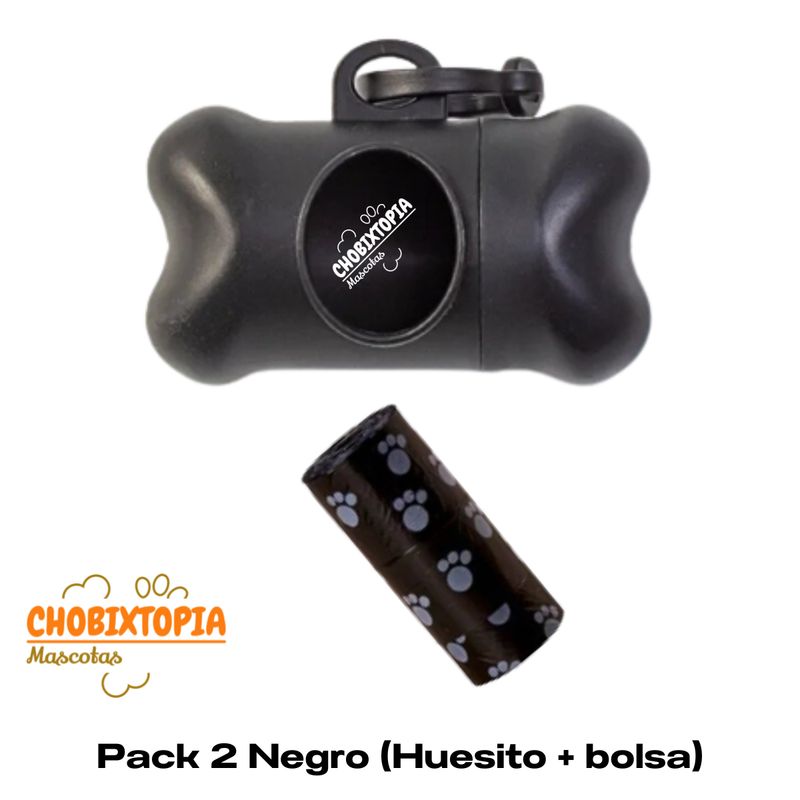 GENERICO - HUESITO PORTA BOLSAS PARA DESECHOS NEGRO - CON 1 BOLSA