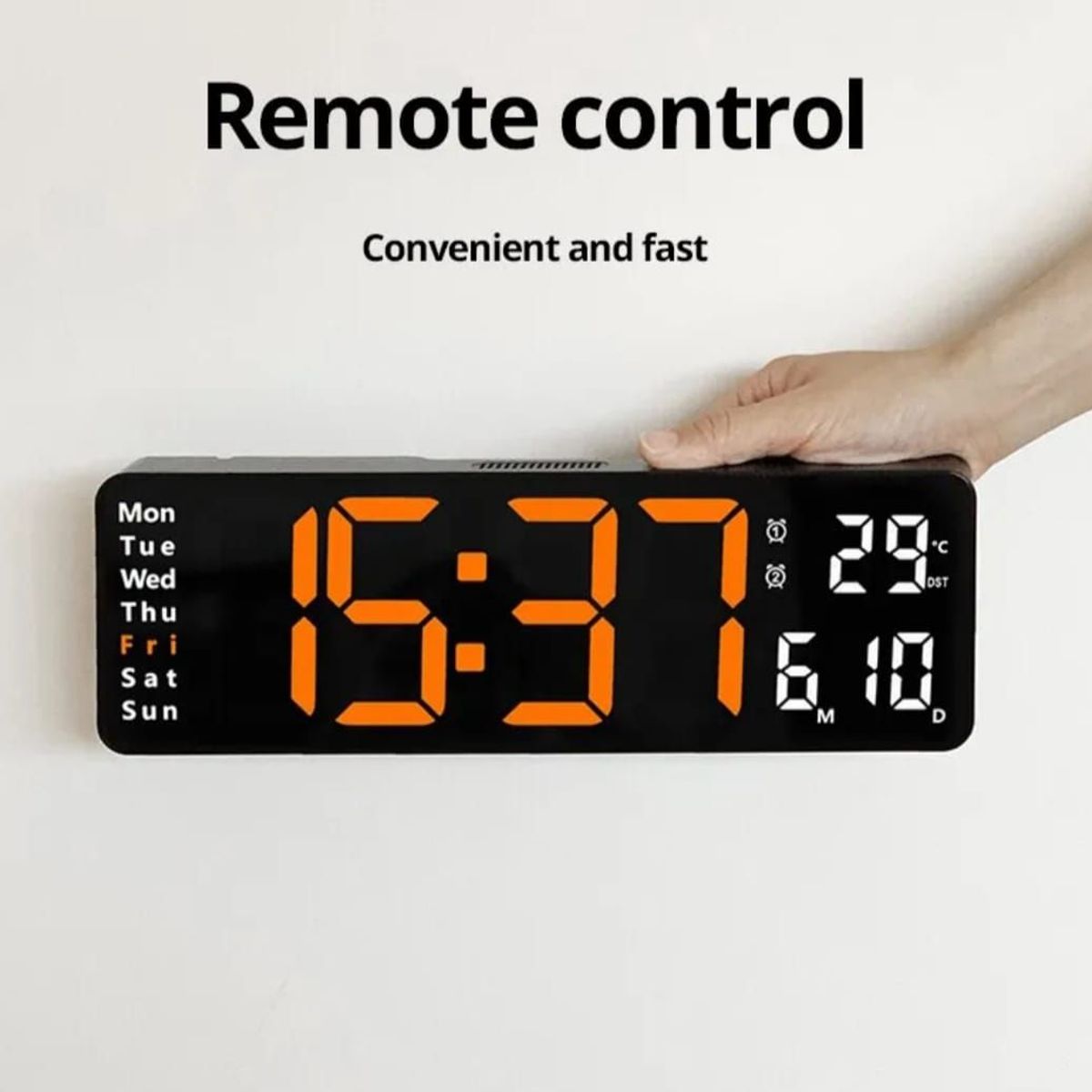 GENERICO - RELOJ DE PARED DIGITAL  LED CON CONTROL REMOTO