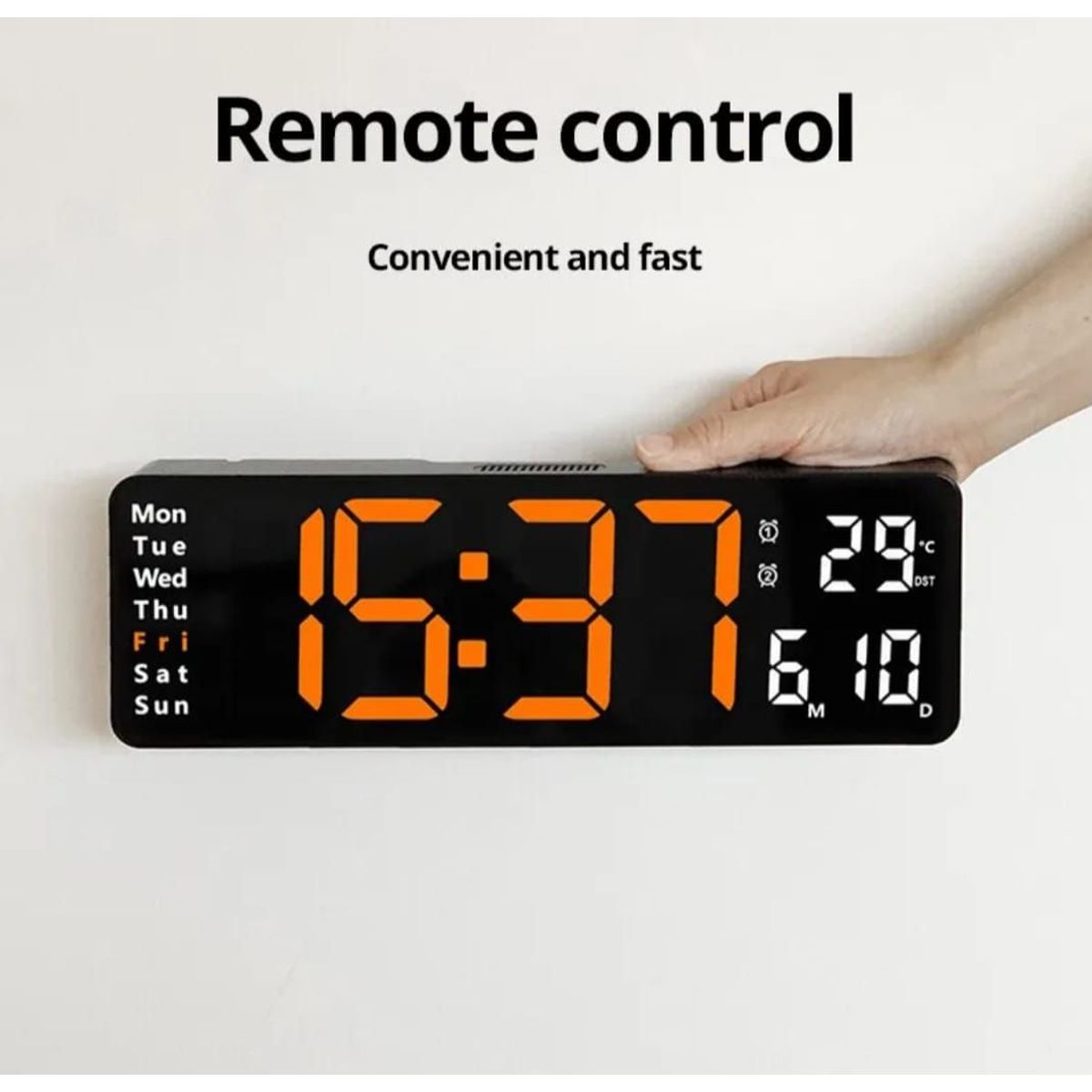 GENERICO - RELOJ DE PARED DIGITAL  LED CON CONTROL REMOTO