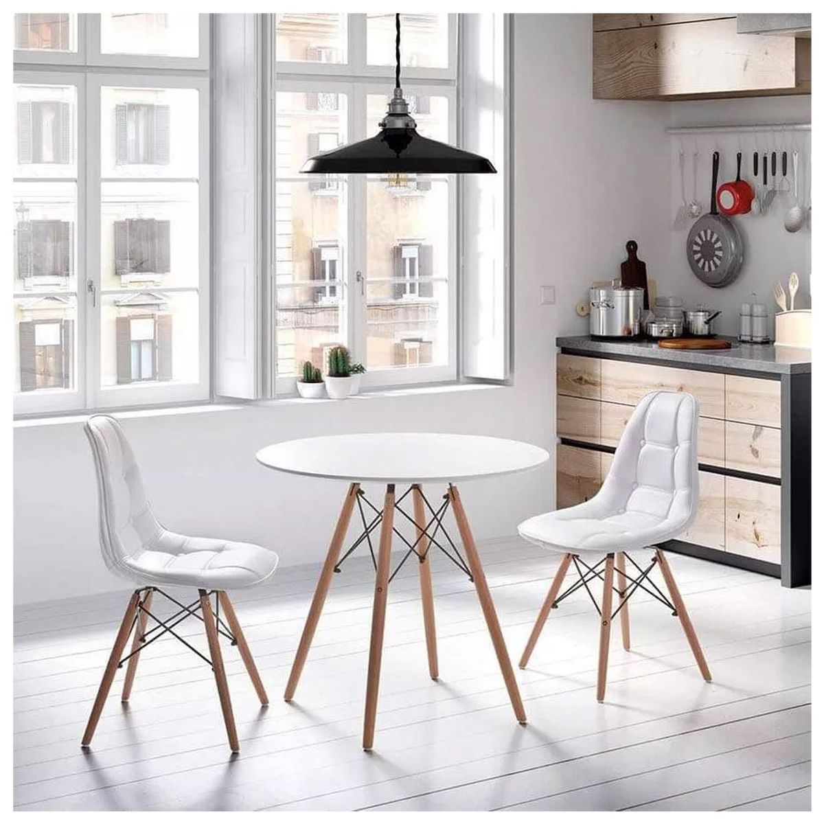 VENTITAS HOME - Mesa de Comedor + 2 Sillas Katalina Ventitas Home Blanco