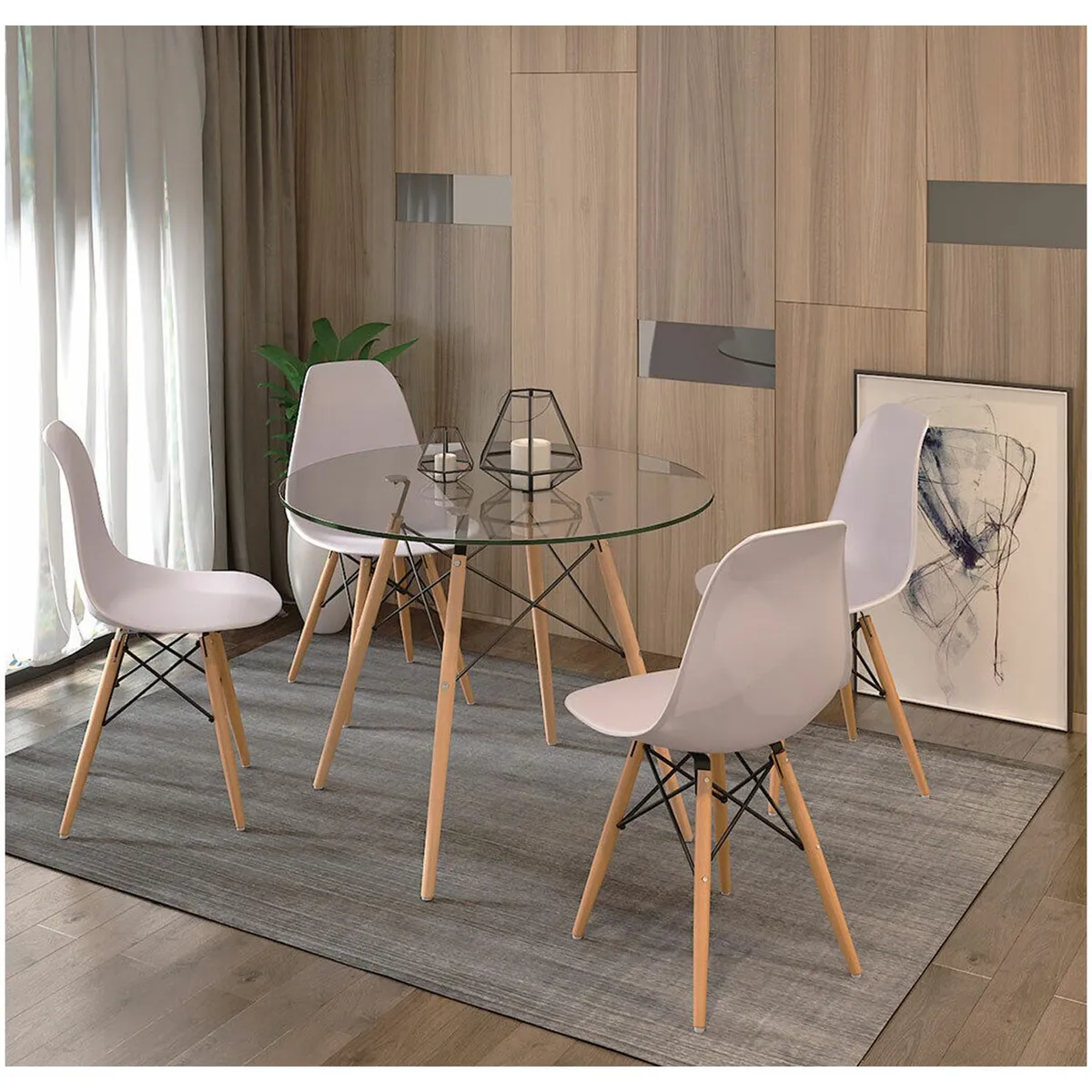 VENTITAS HOME - COMBO Mesa + 4 Sillas Vintage Teiona Ventitas Home Blanco